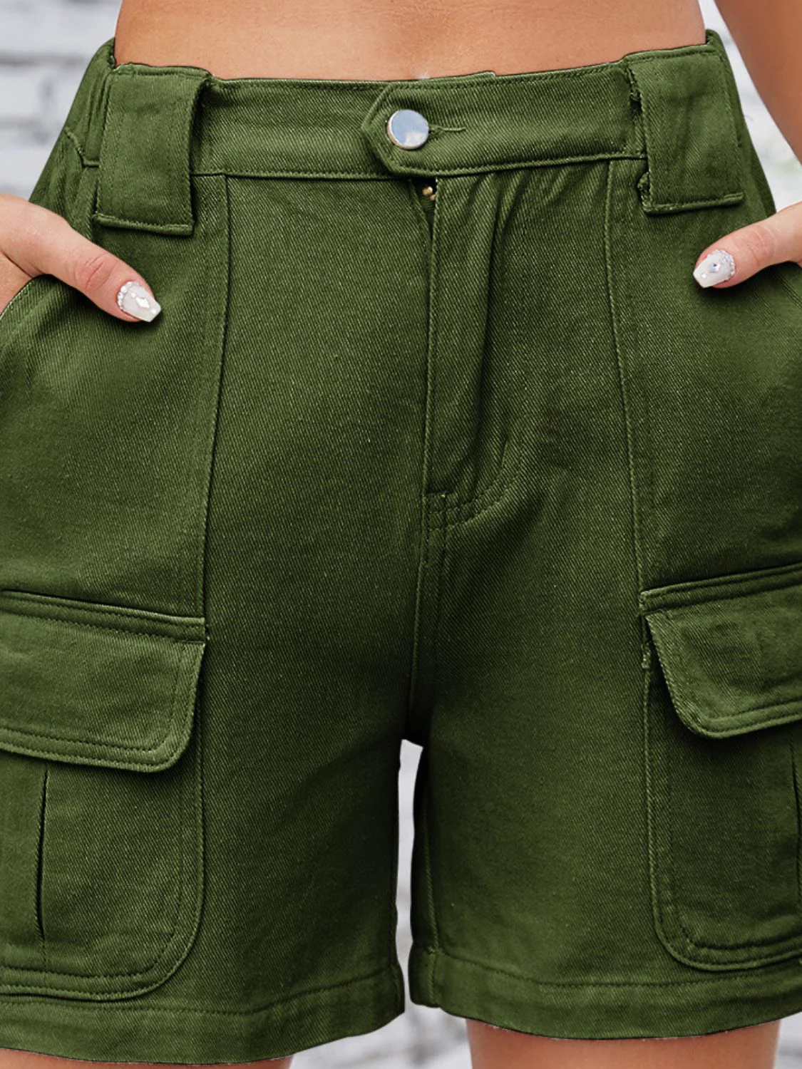 High Waist Washed Denim Shorts - Image 16