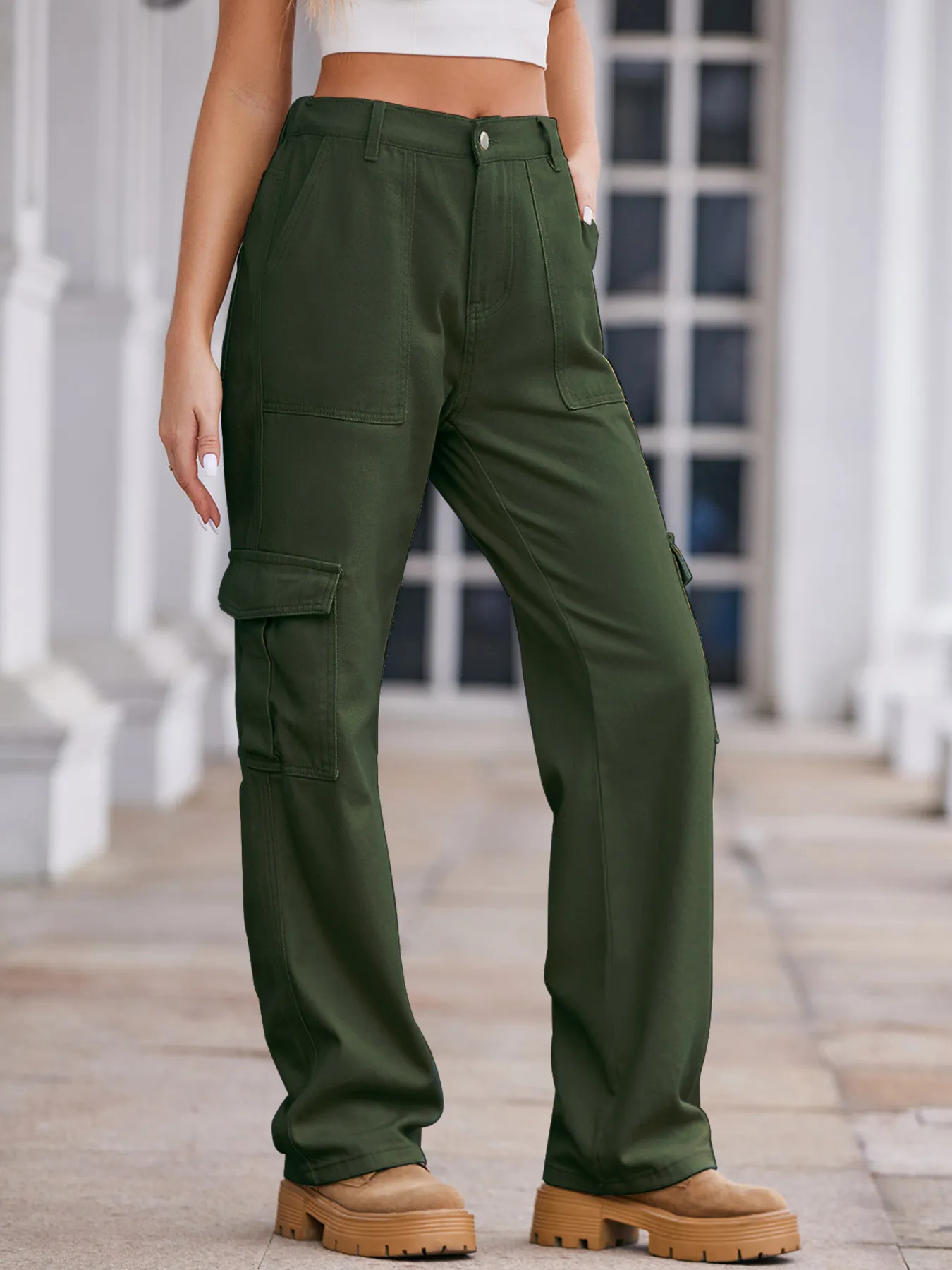 High-Waisted Cargo Jeans - Image 10