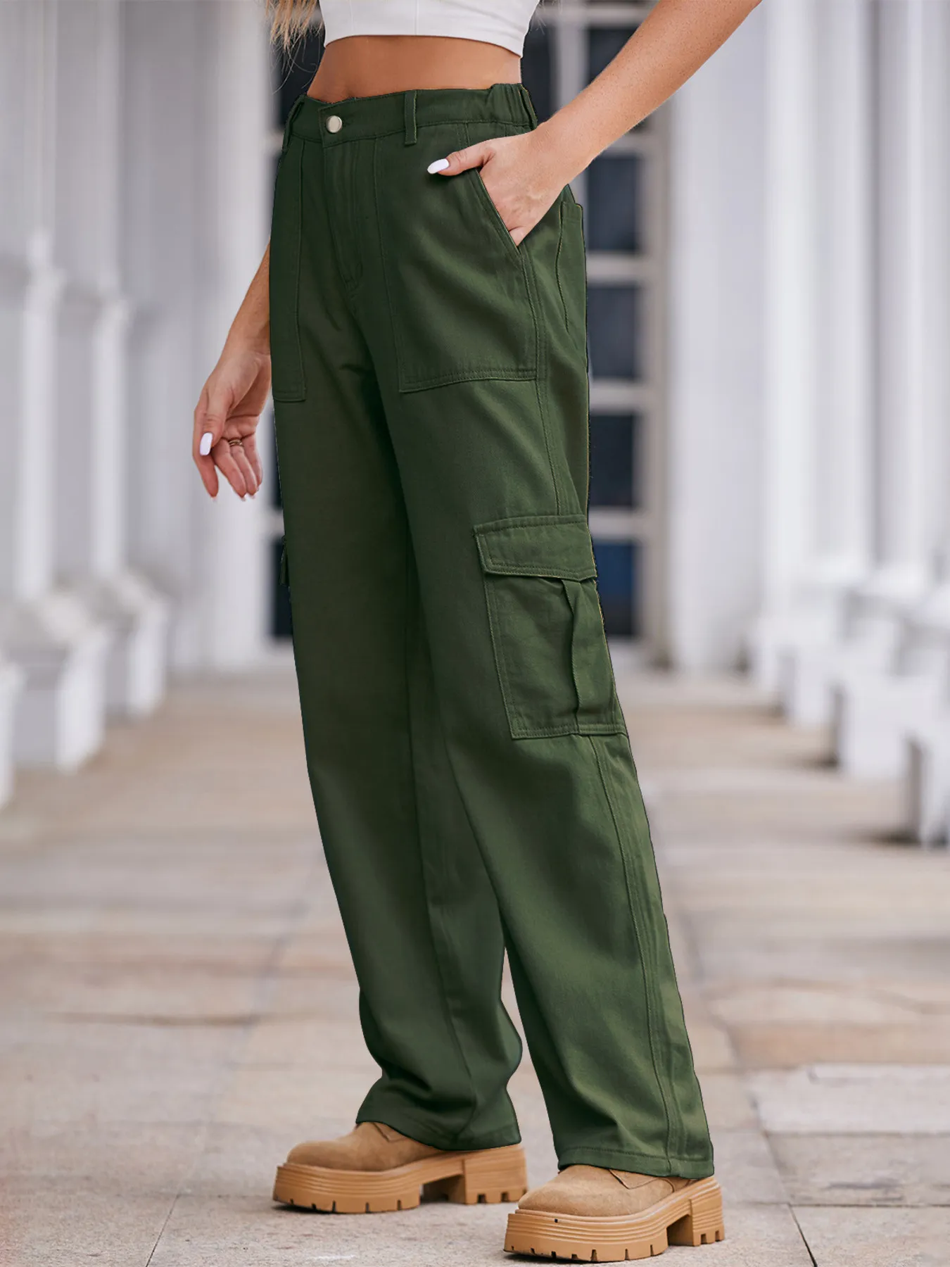 High-Waisted Cargo Jeans - Image 11