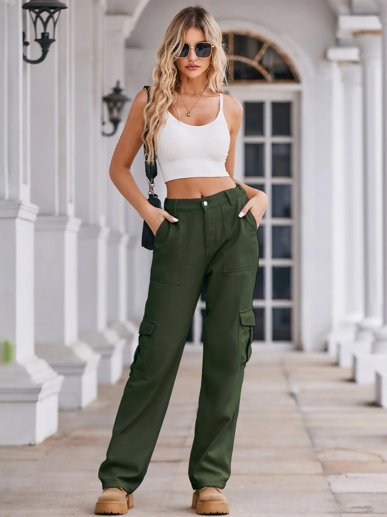 High-Waisted Cargo Jeans - Image 12