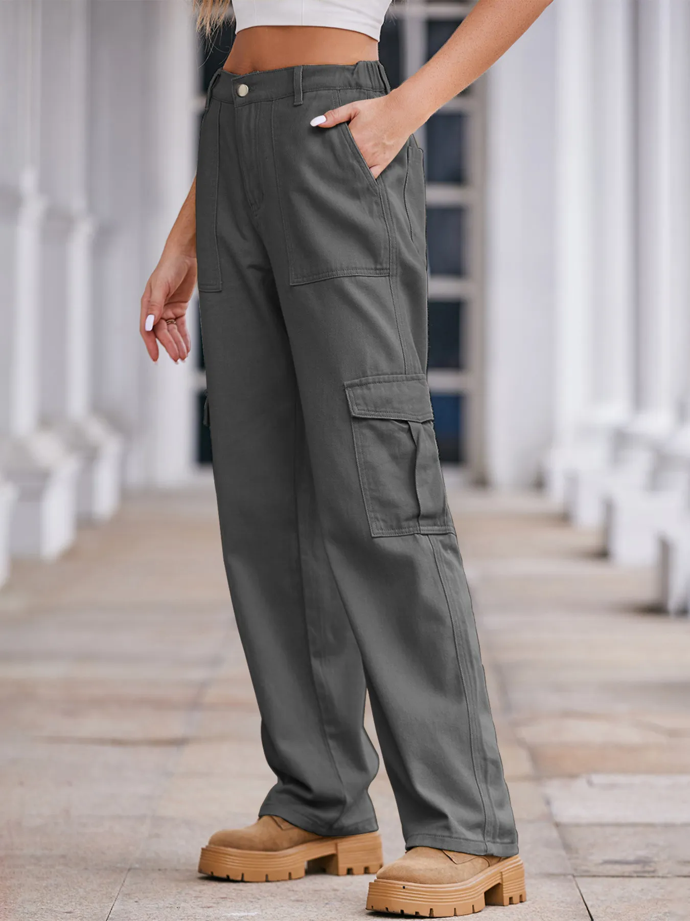 High-Waisted Cargo Jeans - Image 15