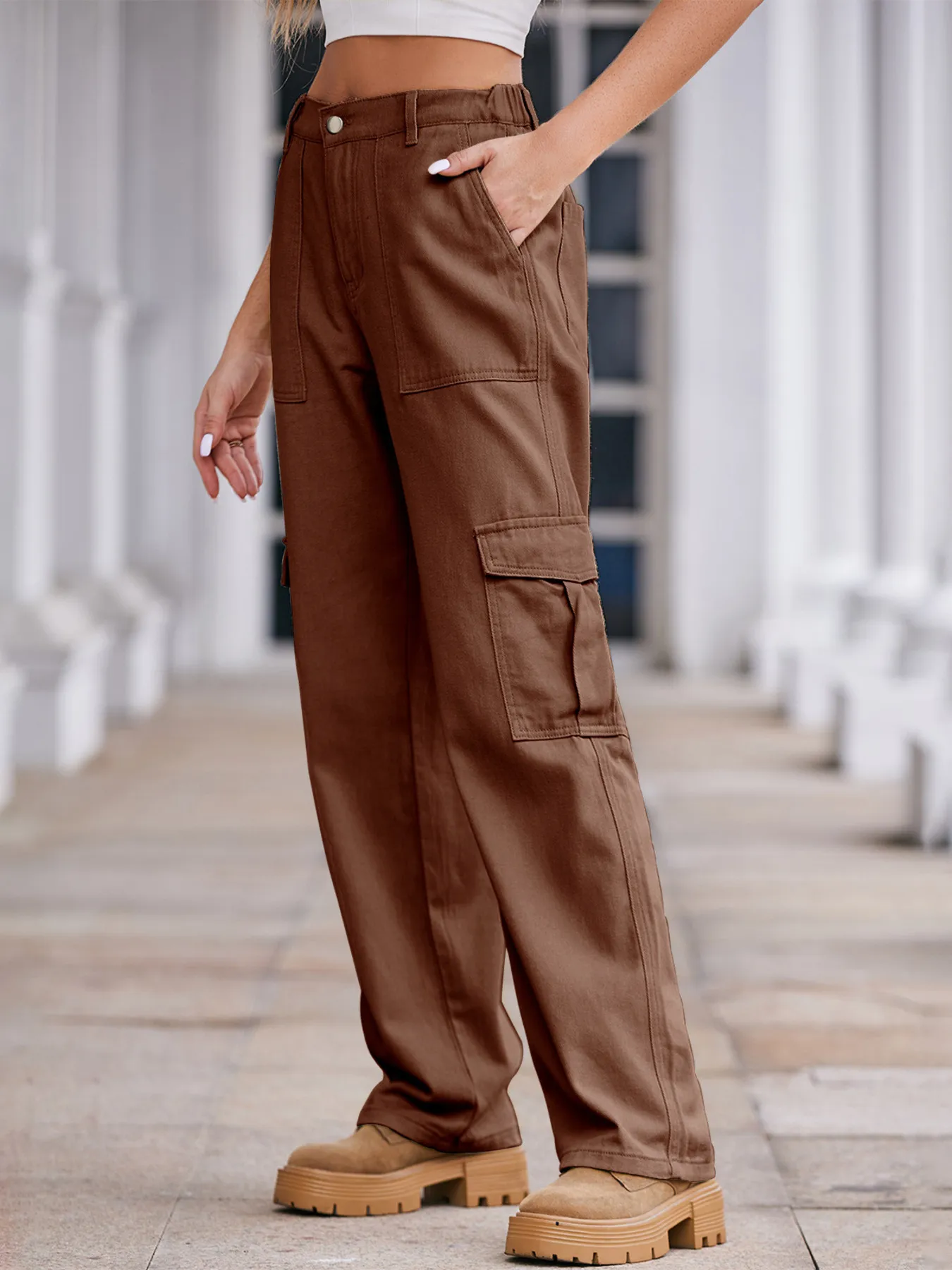 High-Waisted Cargo Jeans - Image 6