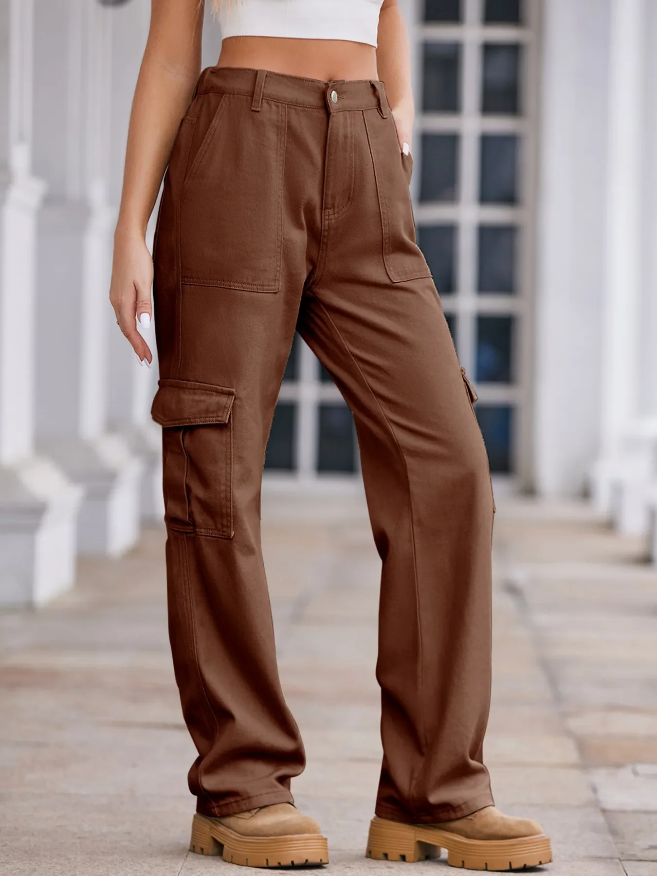 High-Waisted Cargo Jeans - Image 7