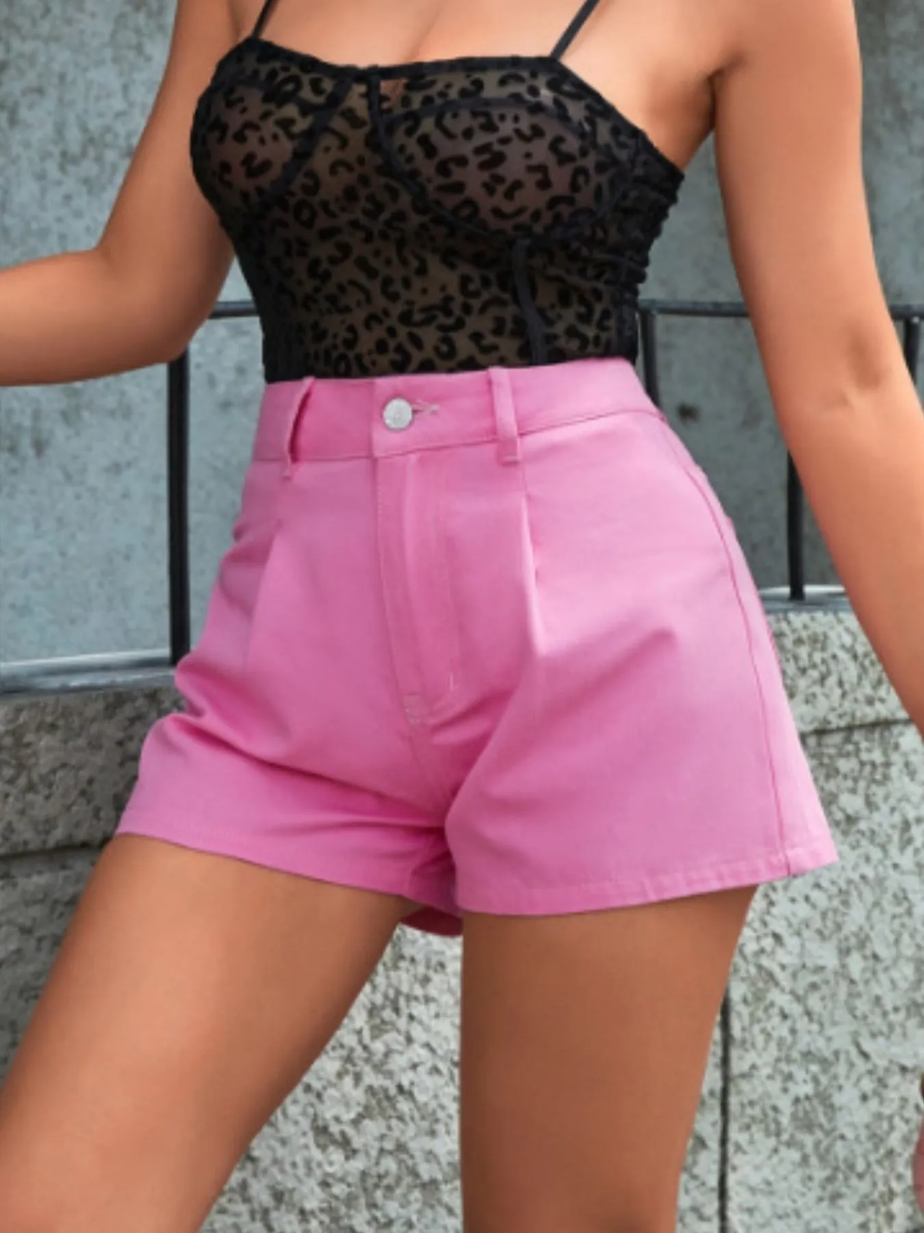 High-Waisted Denim Shorts - Image 3