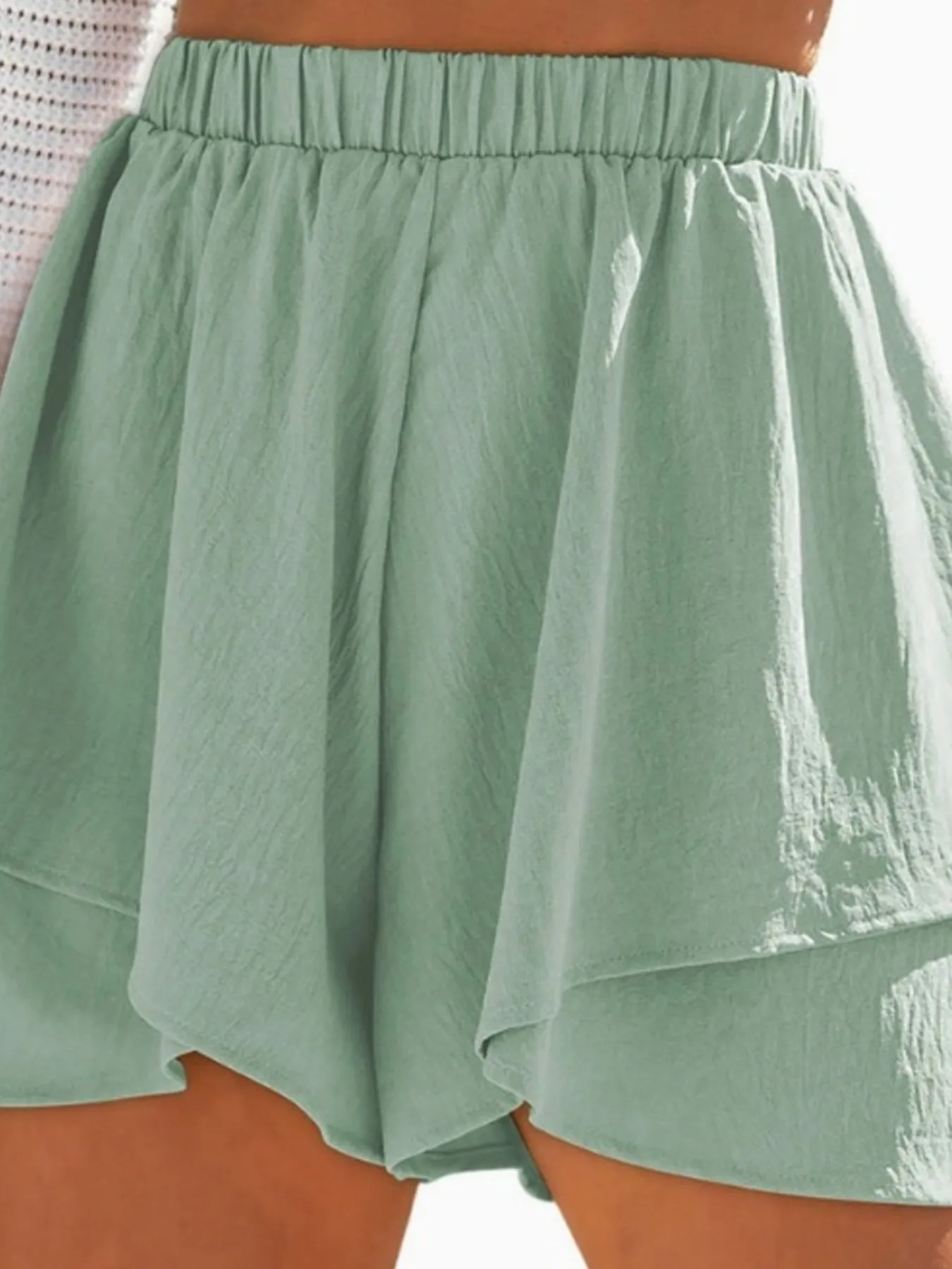 High-Waisted Elastic Waistband Layered Shorts - Image 15