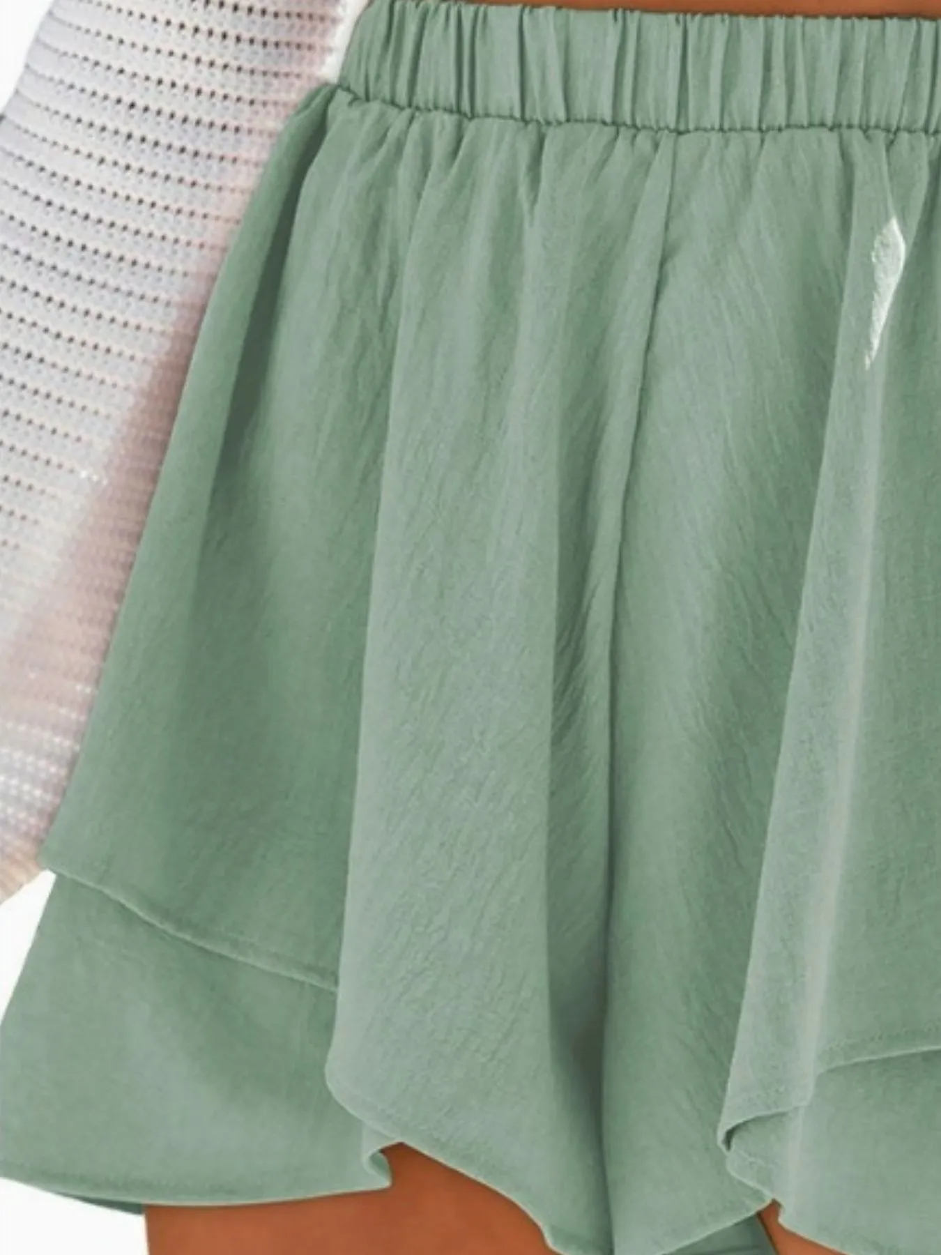 High-Waisted Elastic Waistband Layered Shorts - Image 16