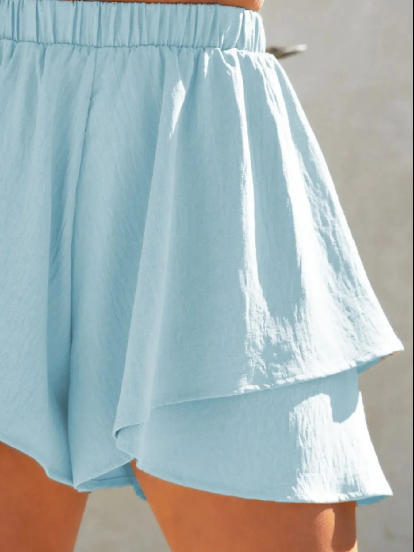 High-Waisted Elastic Waistband Layered Shorts - Image 20