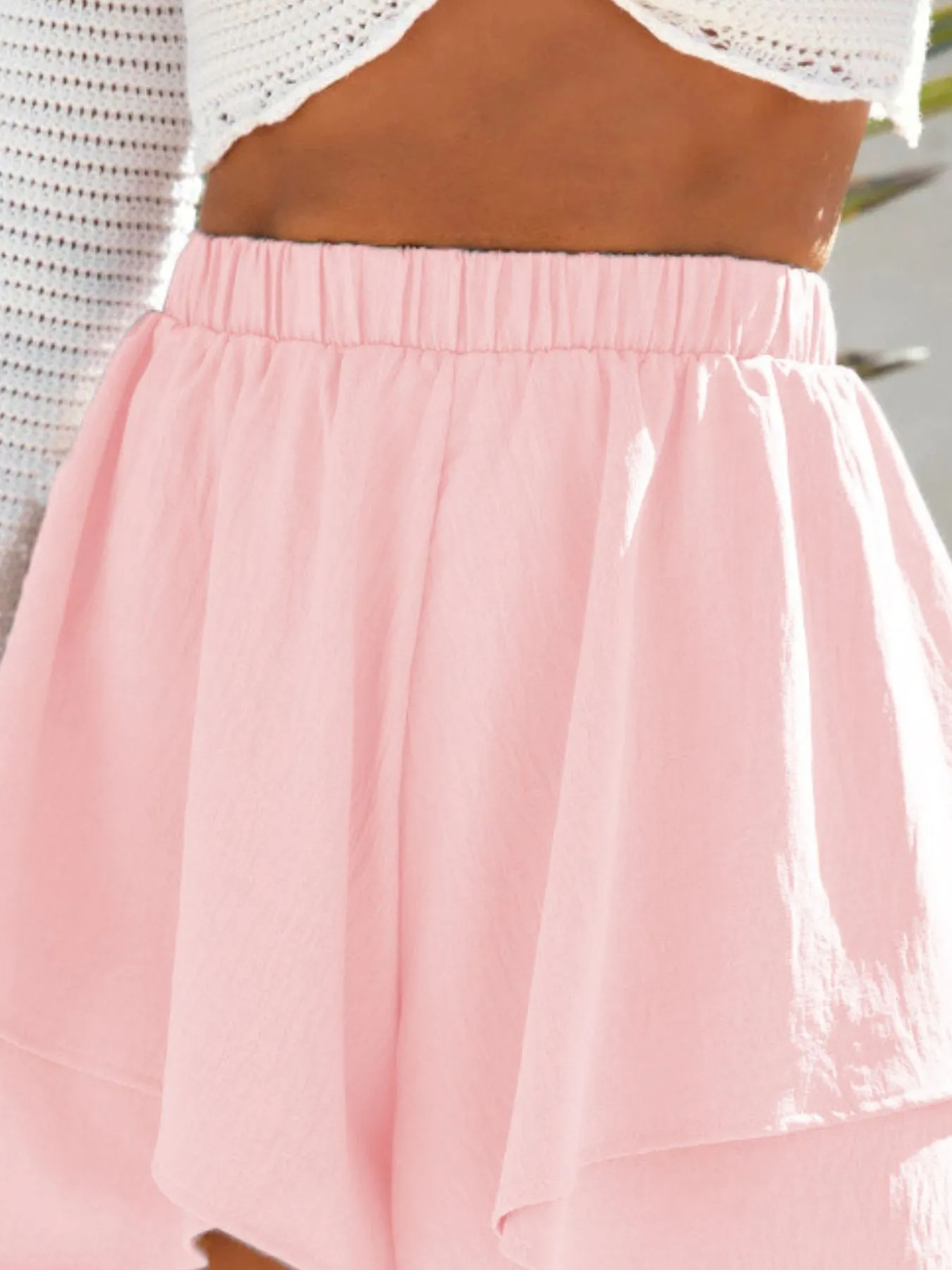 High-Waisted Elastic Waistband Layered Shorts - Image 23