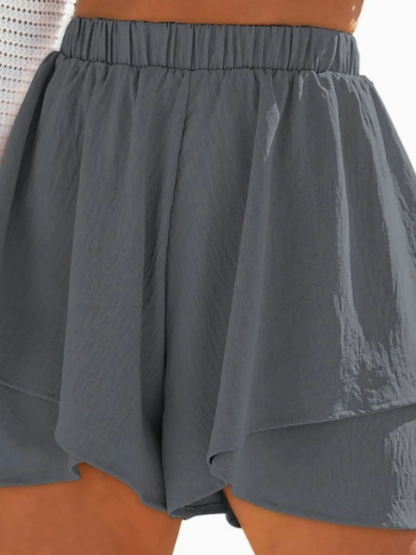 High-Waisted Elastic Waistband Layered Shorts - Image 9