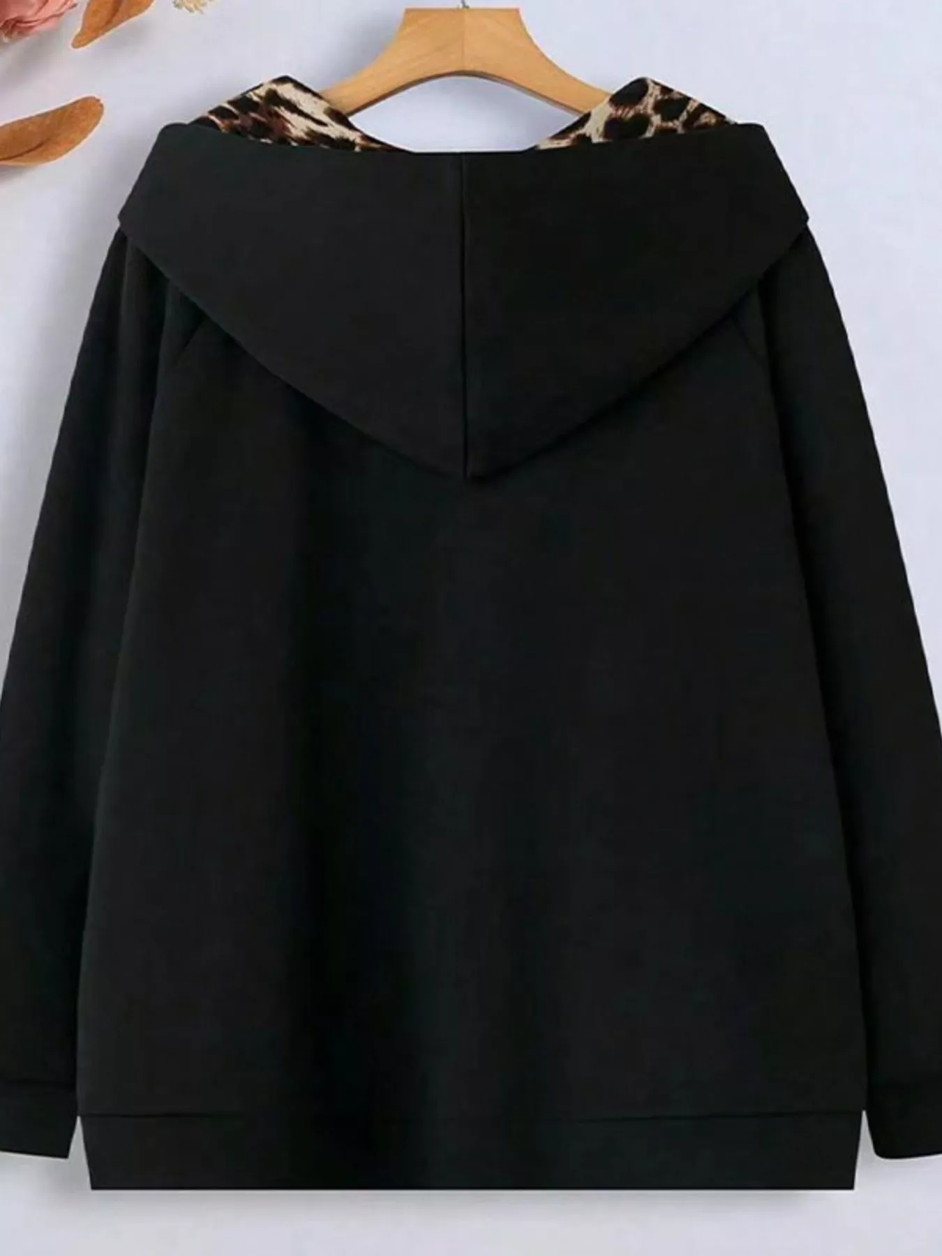 Hooded Leopard Lined Zip-Up Outerwear - Image 2