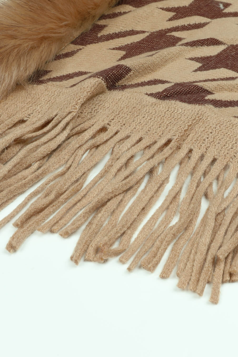 Houndstooth Fringe Hem Poncho - Image 10