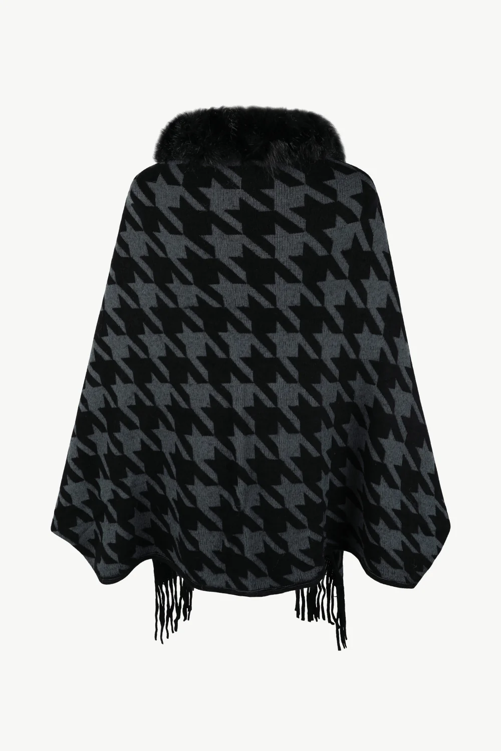 Houndstooth Fringe Hem Poncho - Image 16
