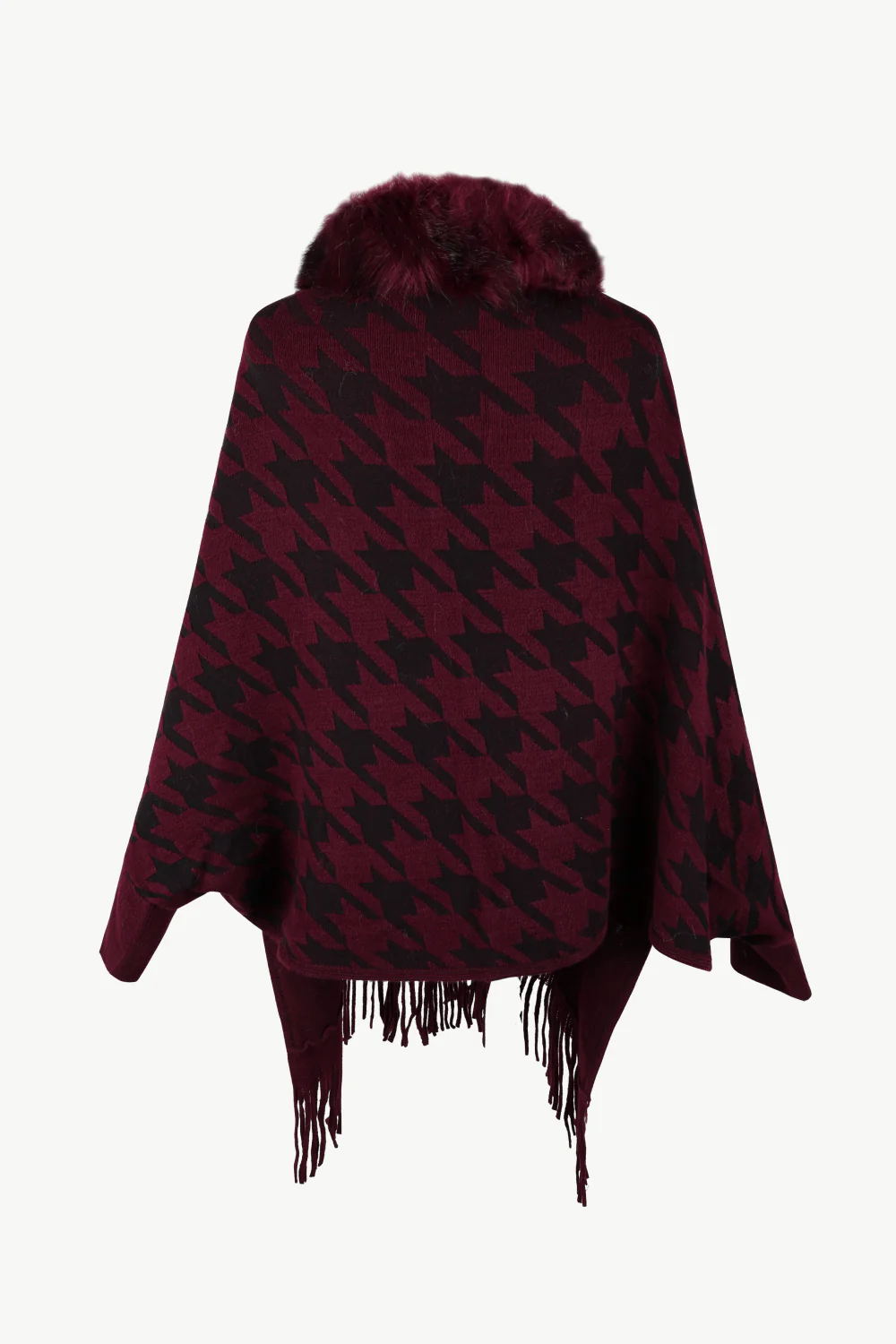 Houndstooth Fringe Hem Poncho - Image 19