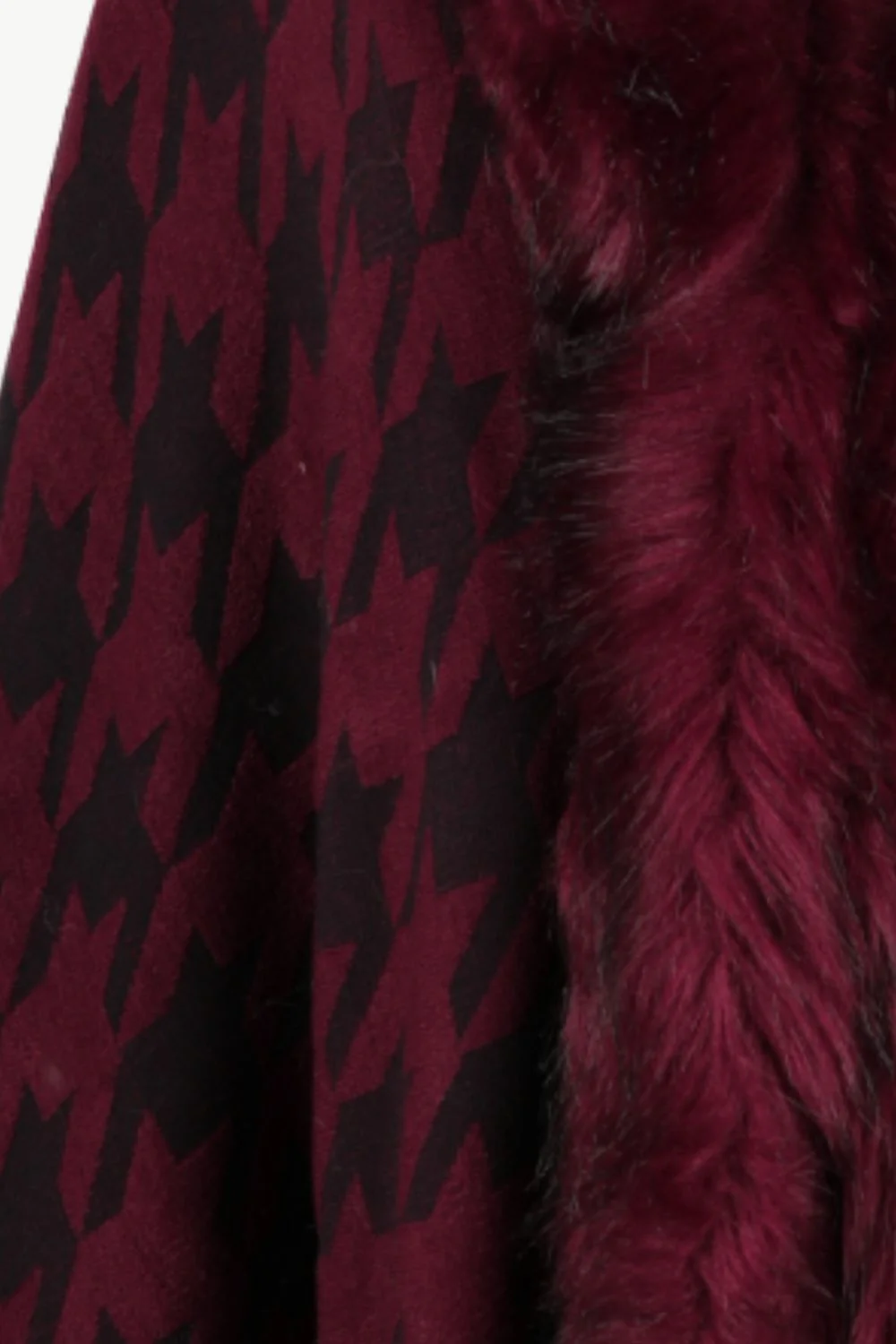 Houndstooth Fringe Hem Poncho - Image 20