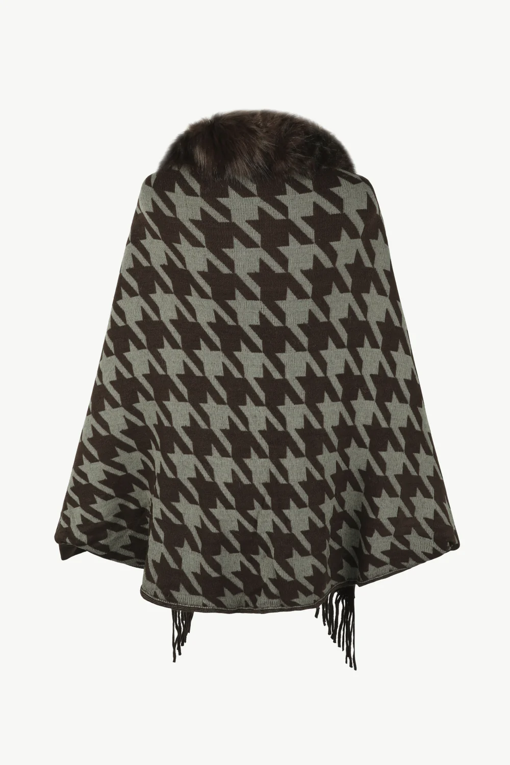 Houndstooth Fringe Hem Poncho - Image 22