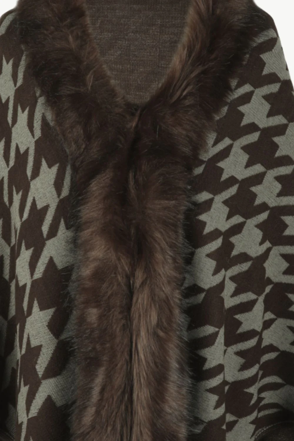 Houndstooth Fringe Hem Poncho - Image 23