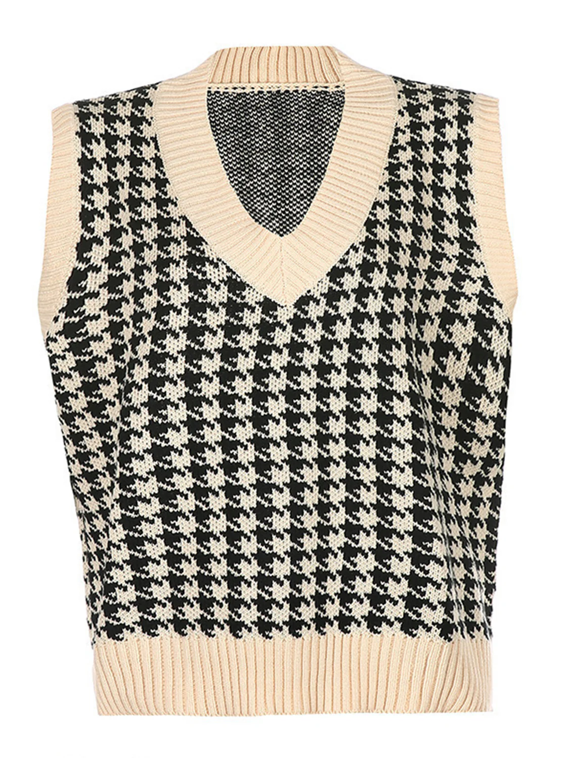 Houndstooth V-Neck Sweater Vest - Image 10