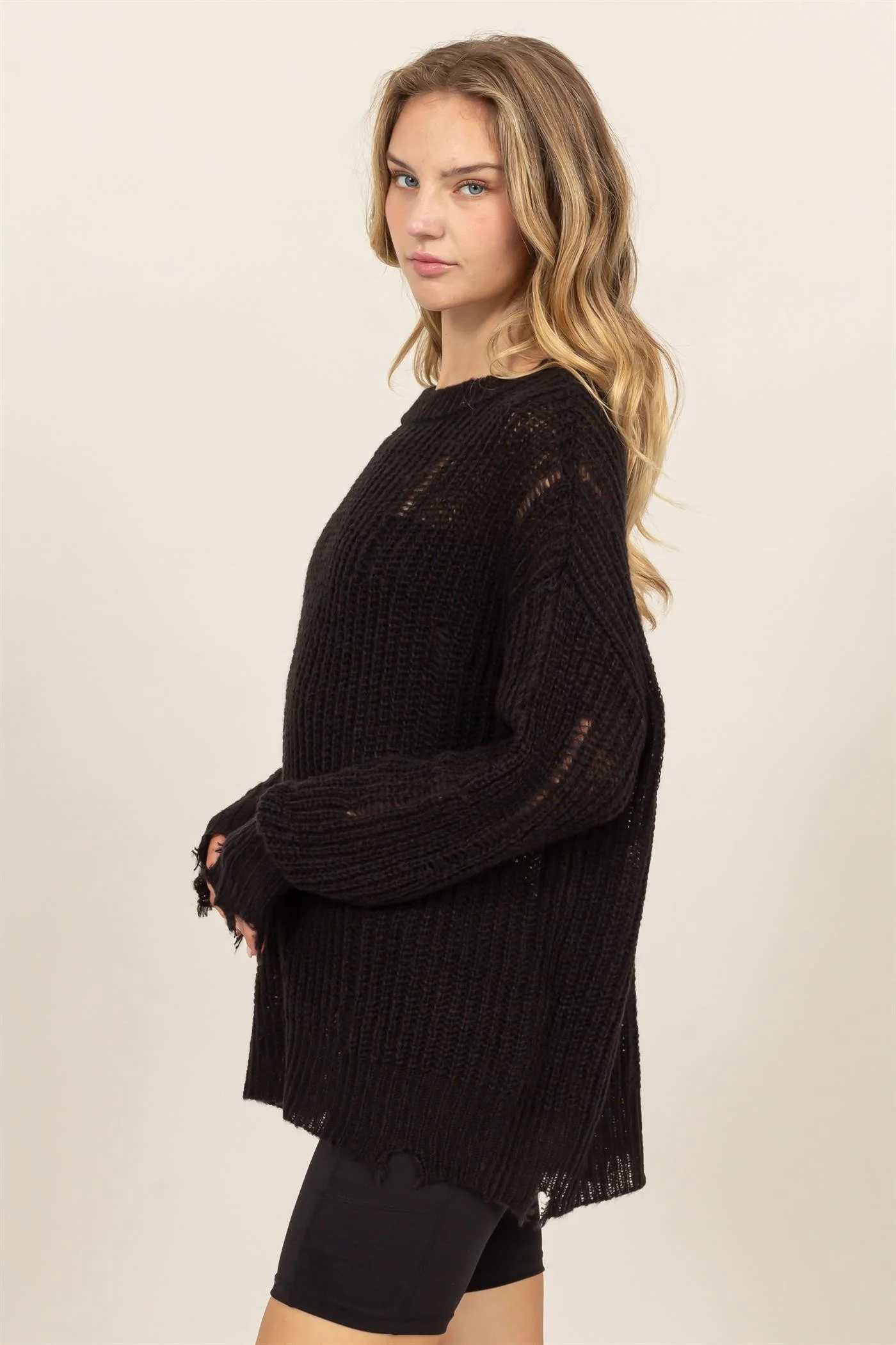 HYFVE Distressed Long Sleeve Knit Top - Image 3