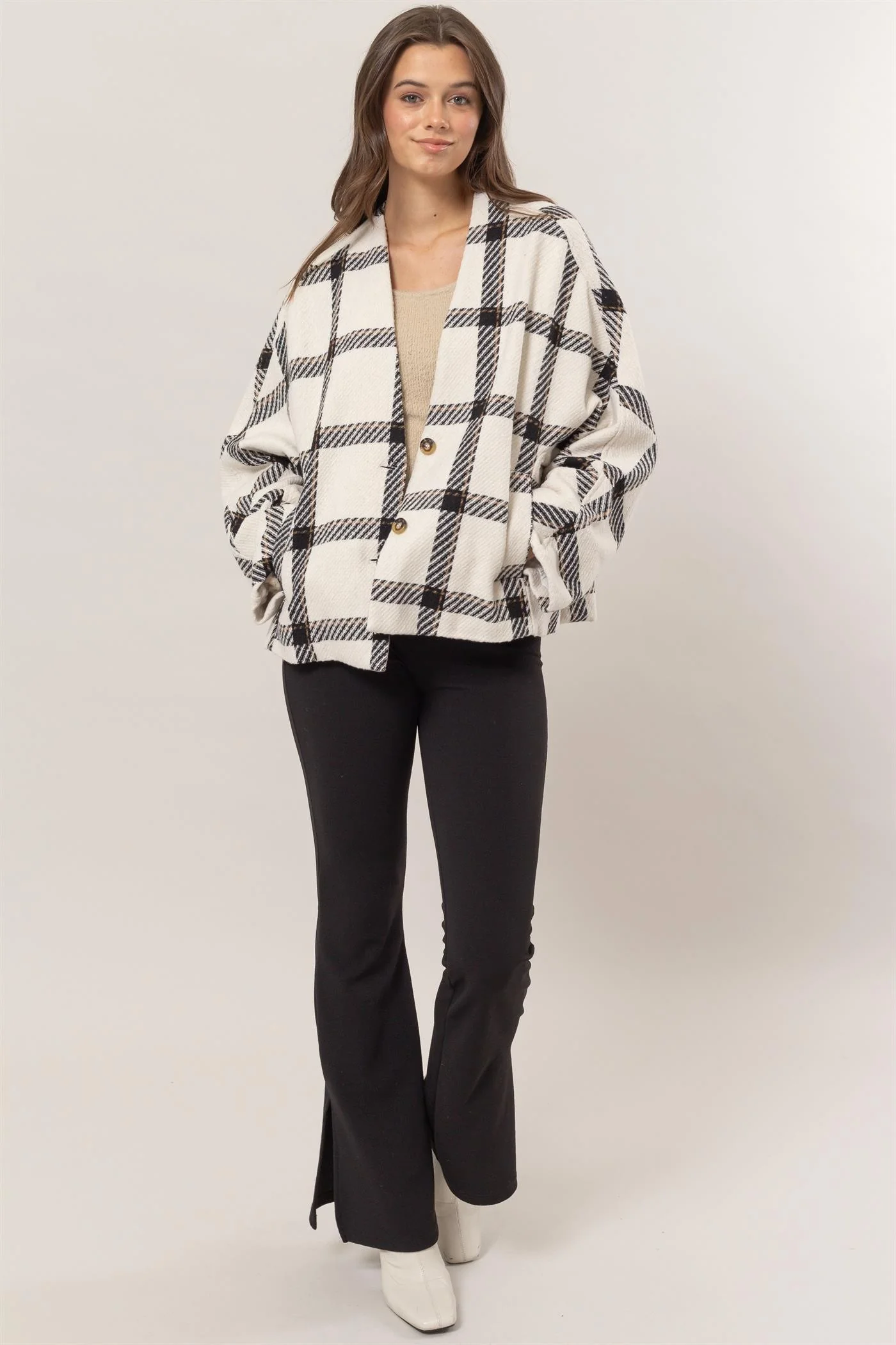 HYFVE Plaid Long Sleeve Jacket with Side Slit Pockets - Image 5
