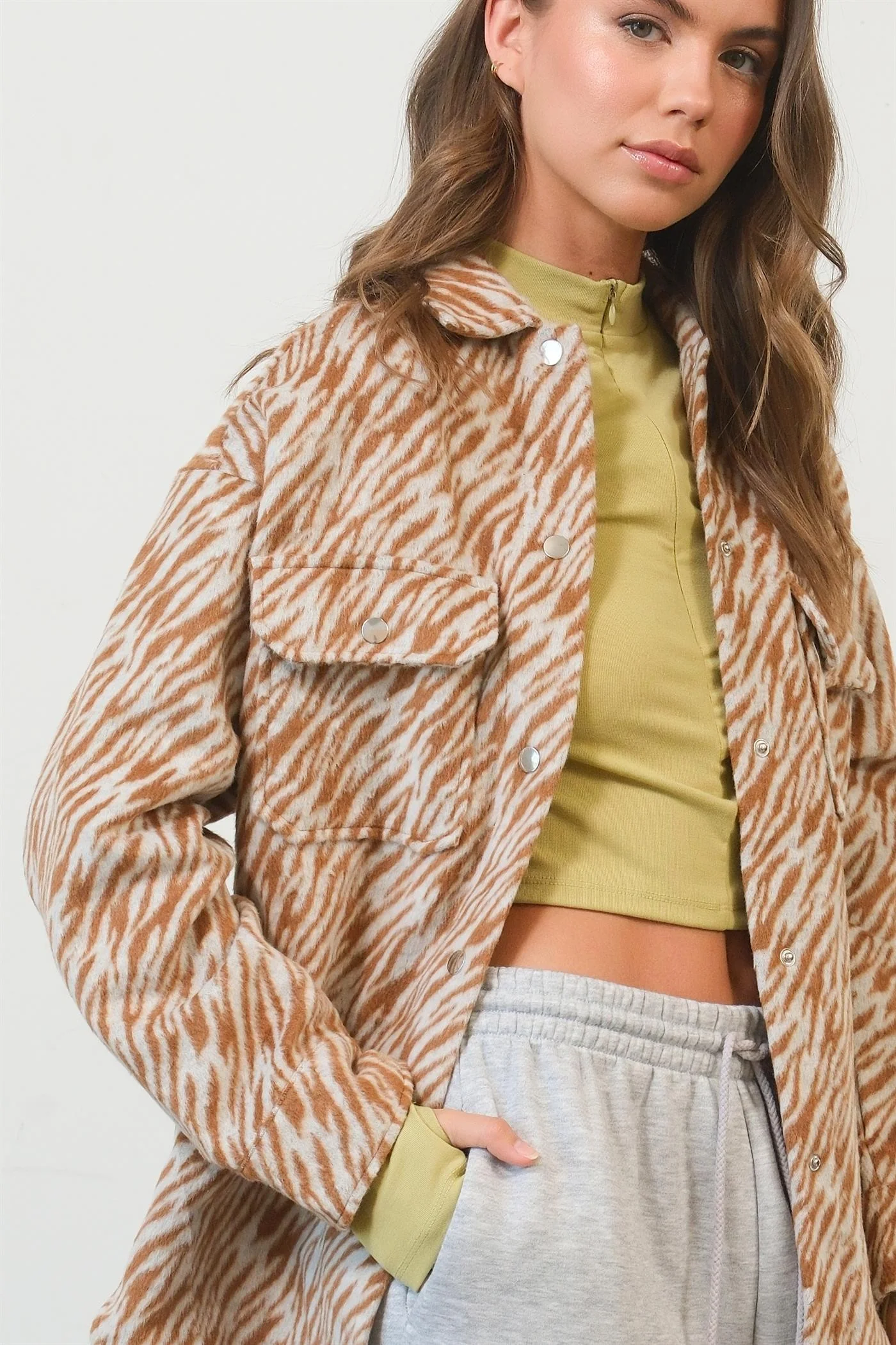 HYFVE Zebra Print Snap Down Long Sleeve Jacket - Image 5