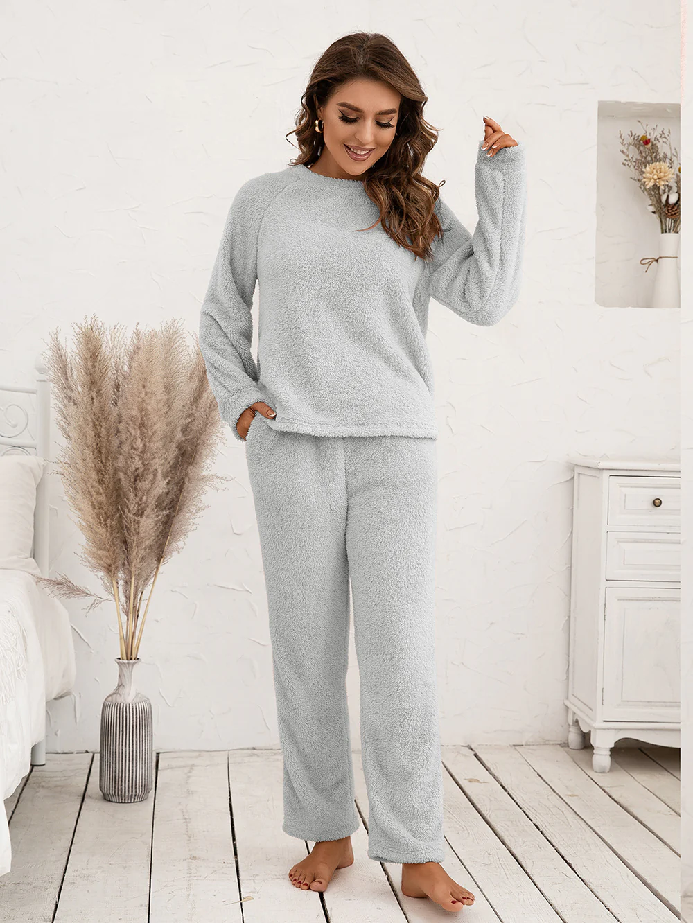 Ivy Lane Teddy Long Sleeve Top and Pants Lounge Set - Image 10