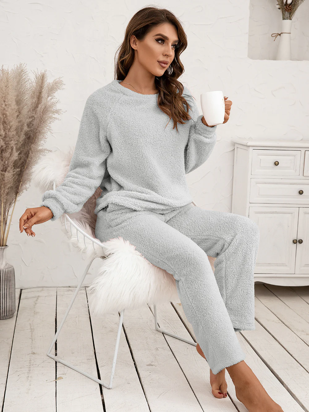 Ivy Lane Teddy Long Sleeve Top and Pants Lounge Set - Image 11
