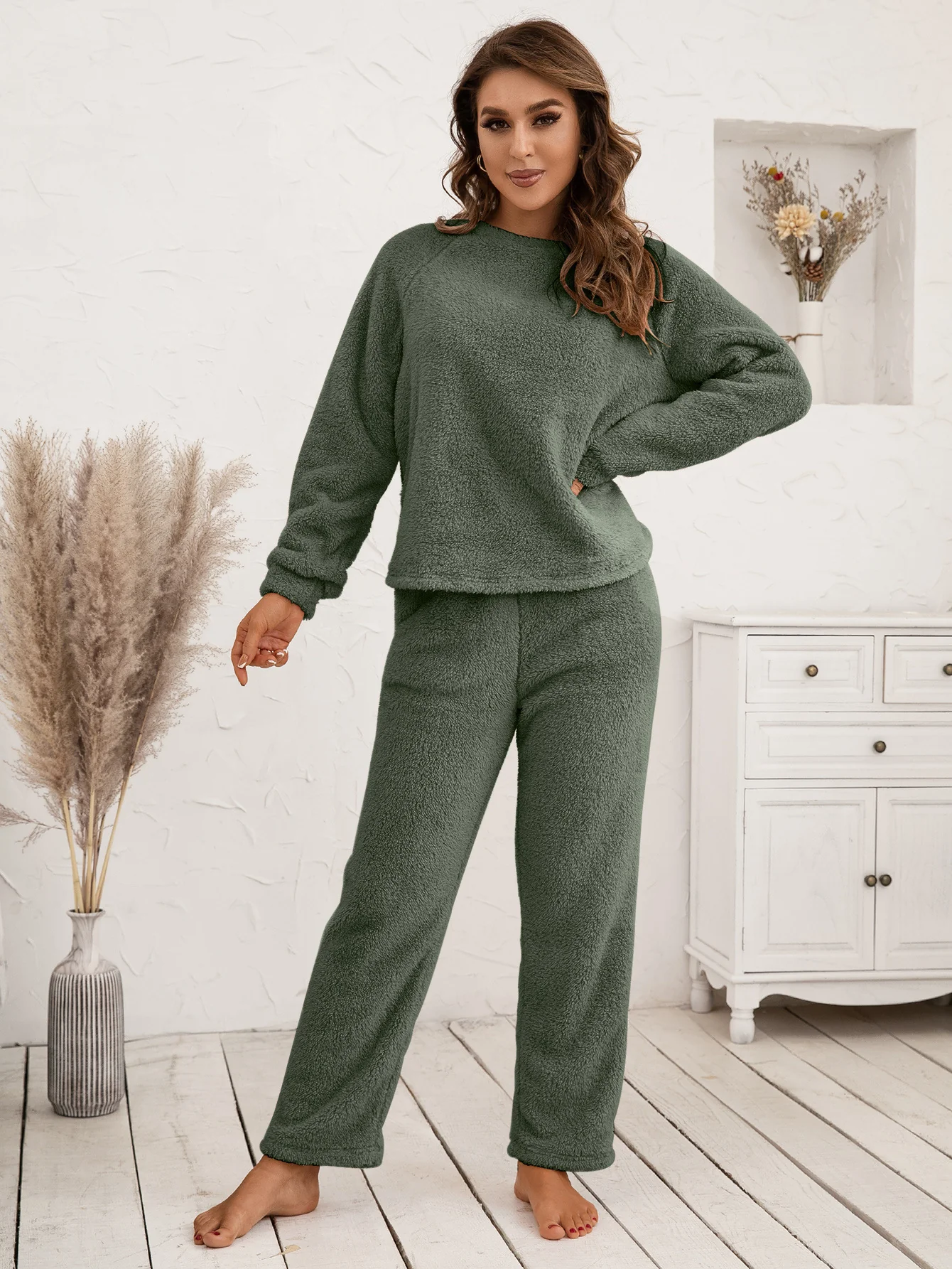 Ivy Lane Teddy Long Sleeve Top and Pants Lounge Set - Image 14