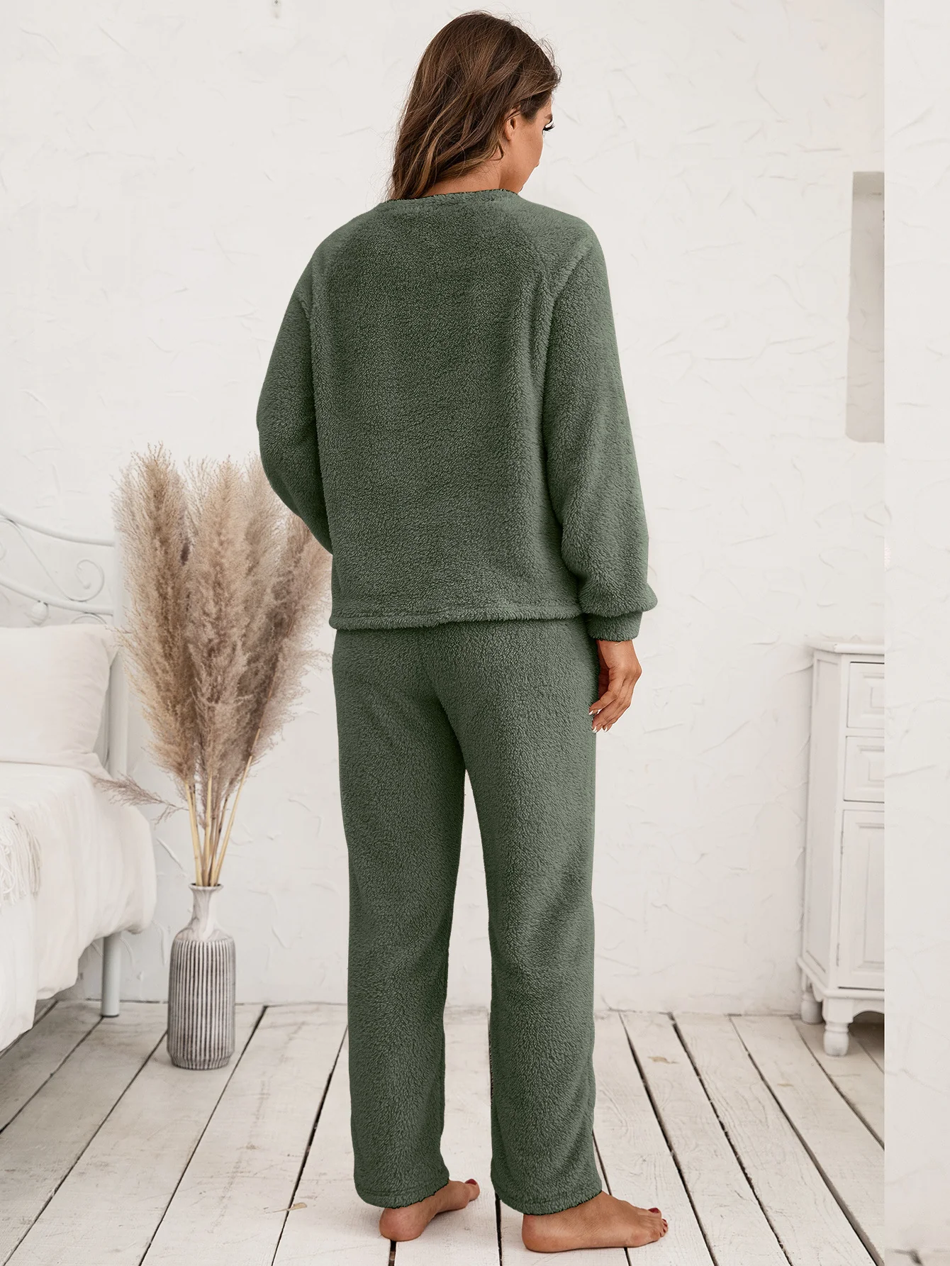 Ivy Lane Teddy Long Sleeve Top and Pants Lounge Set - Image 15