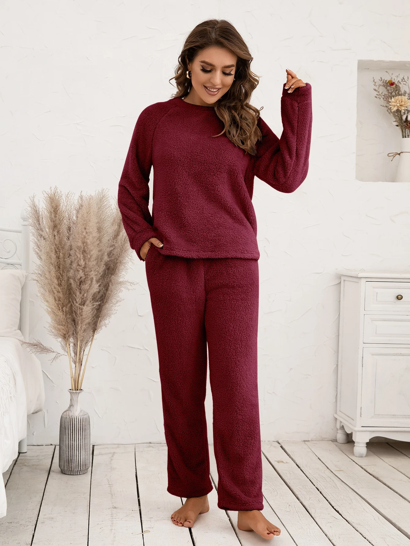 Ivy Lane Teddy Long Sleeve Top and Pants Lounge Set - Image 16