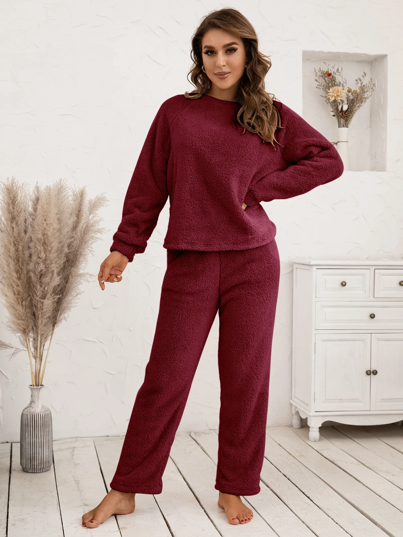 Ivy Lane Teddy Long Sleeve Top and Pants Lounge Set - Image 17