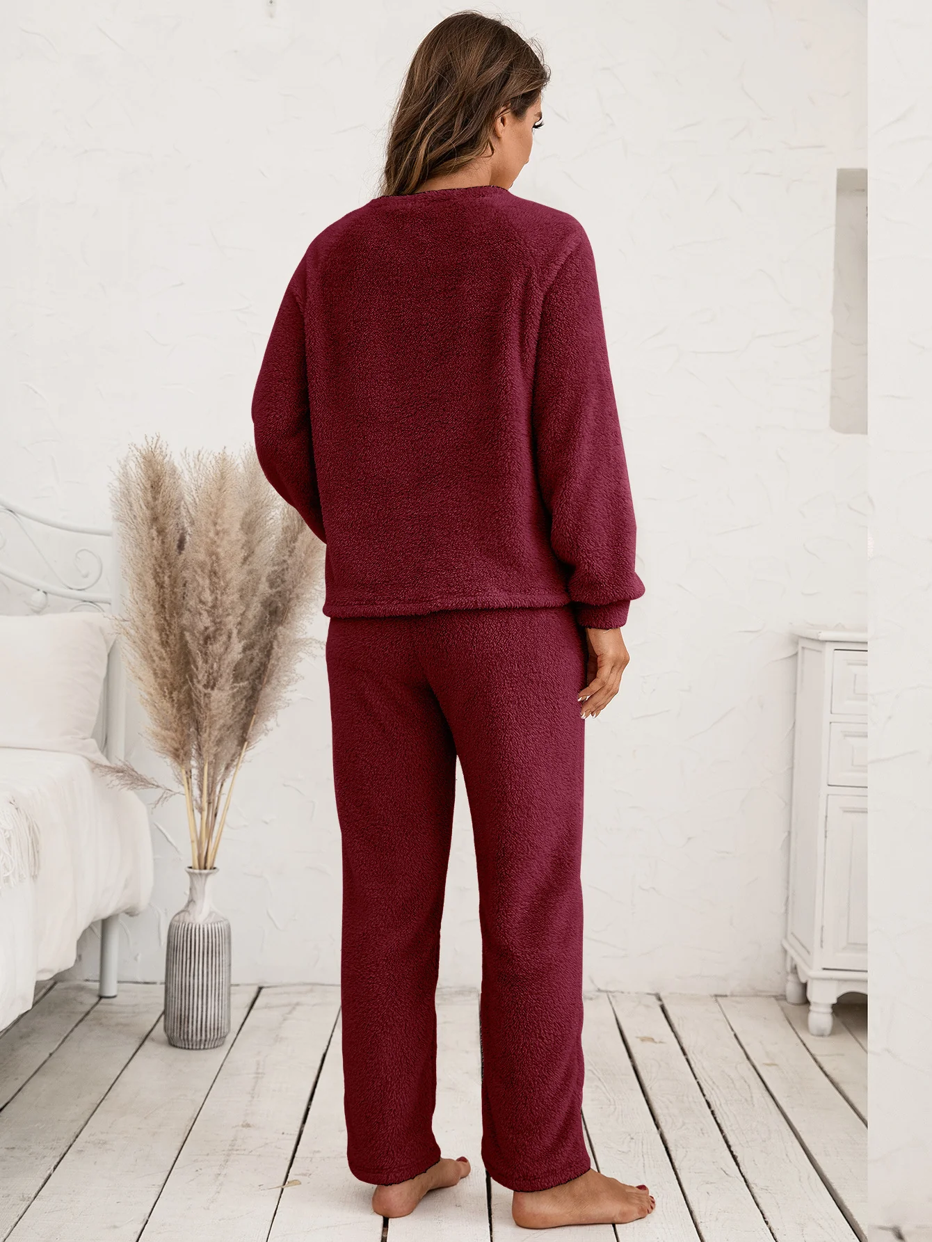 Ivy Lane Teddy Long Sleeve Top and Pants Lounge Set - Image 18