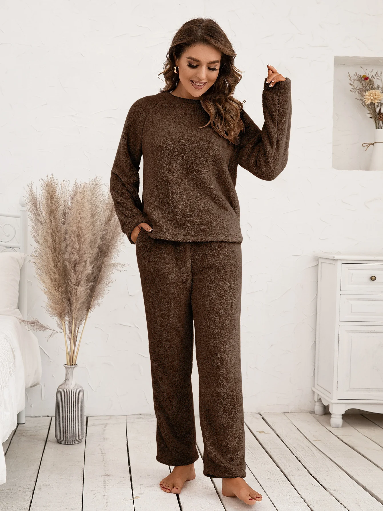 Ivy Lane Teddy Long Sleeve Top and Pants Lounge Set - Image 19
