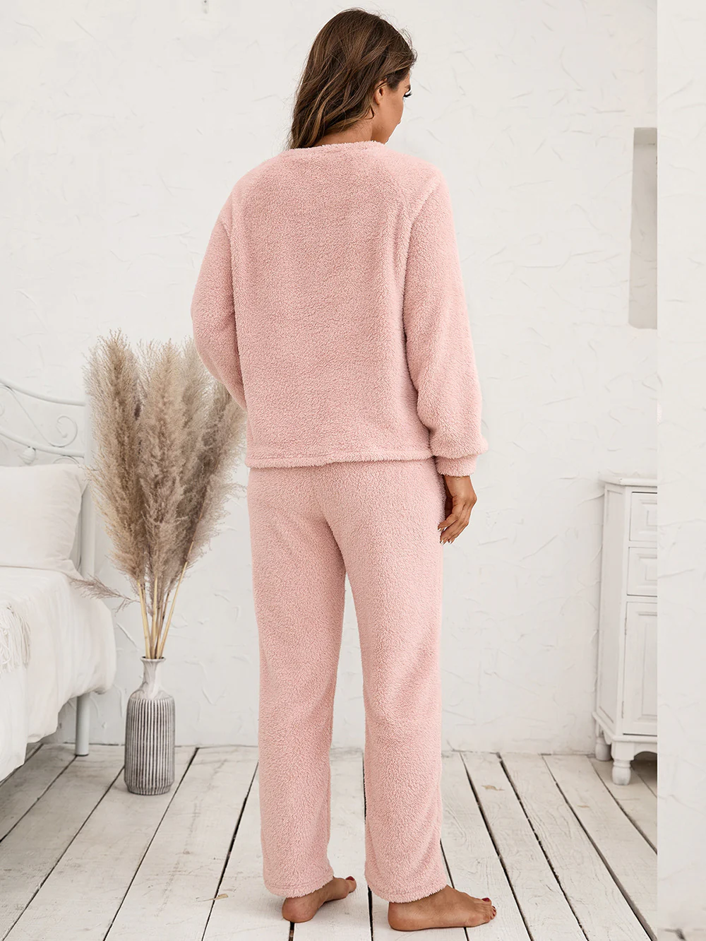 Ivy Lane Teddy Long Sleeve Top and Pants Lounge Set - Image 2