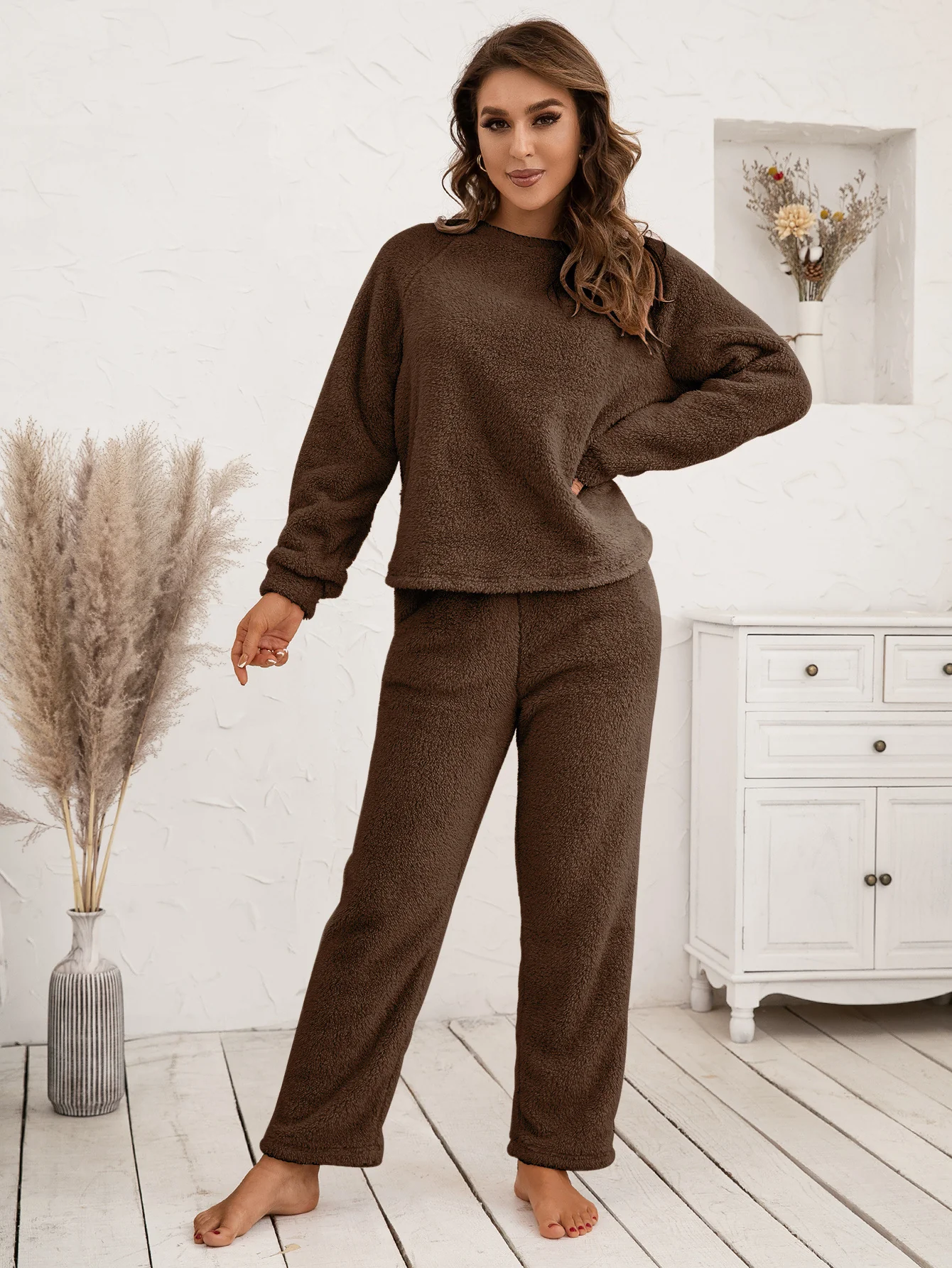Ivy Lane Teddy Long Sleeve Top and Pants Lounge Set - Image 20