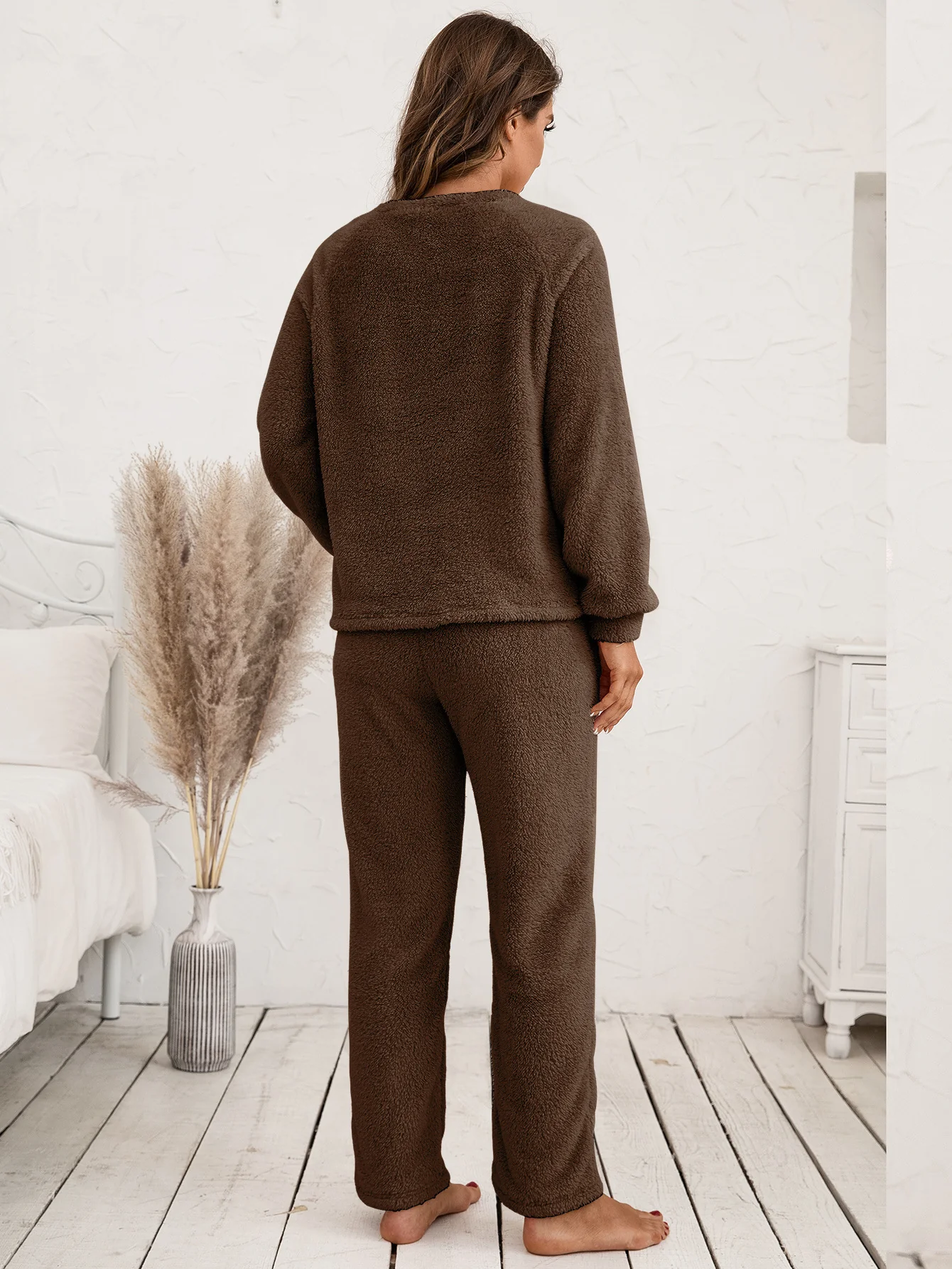 Ivy Lane Teddy Long Sleeve Top and Pants Lounge Set - Image 21