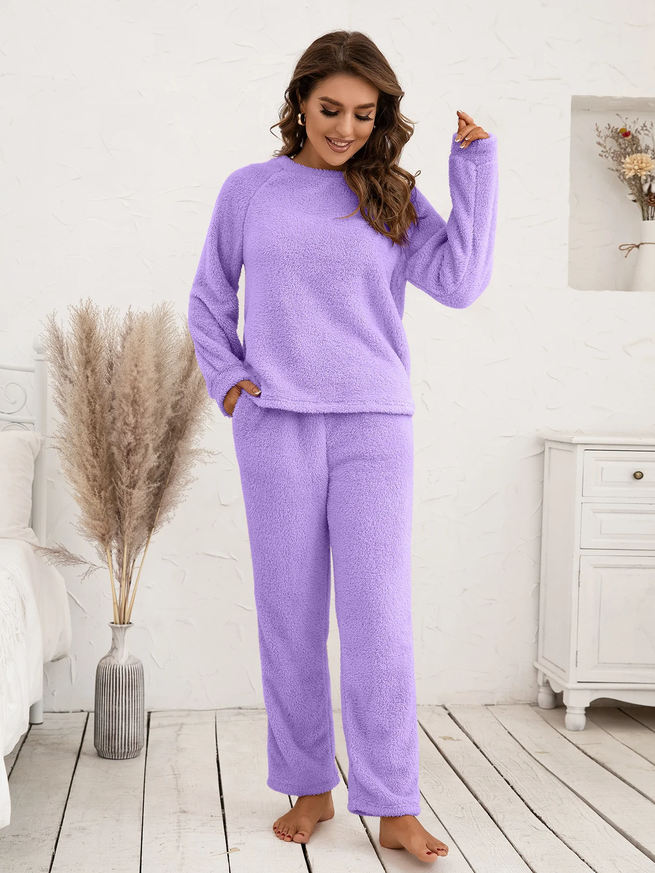 Ivy Lane Teddy Long Sleeve Top and Pants Lounge Set - Image 22