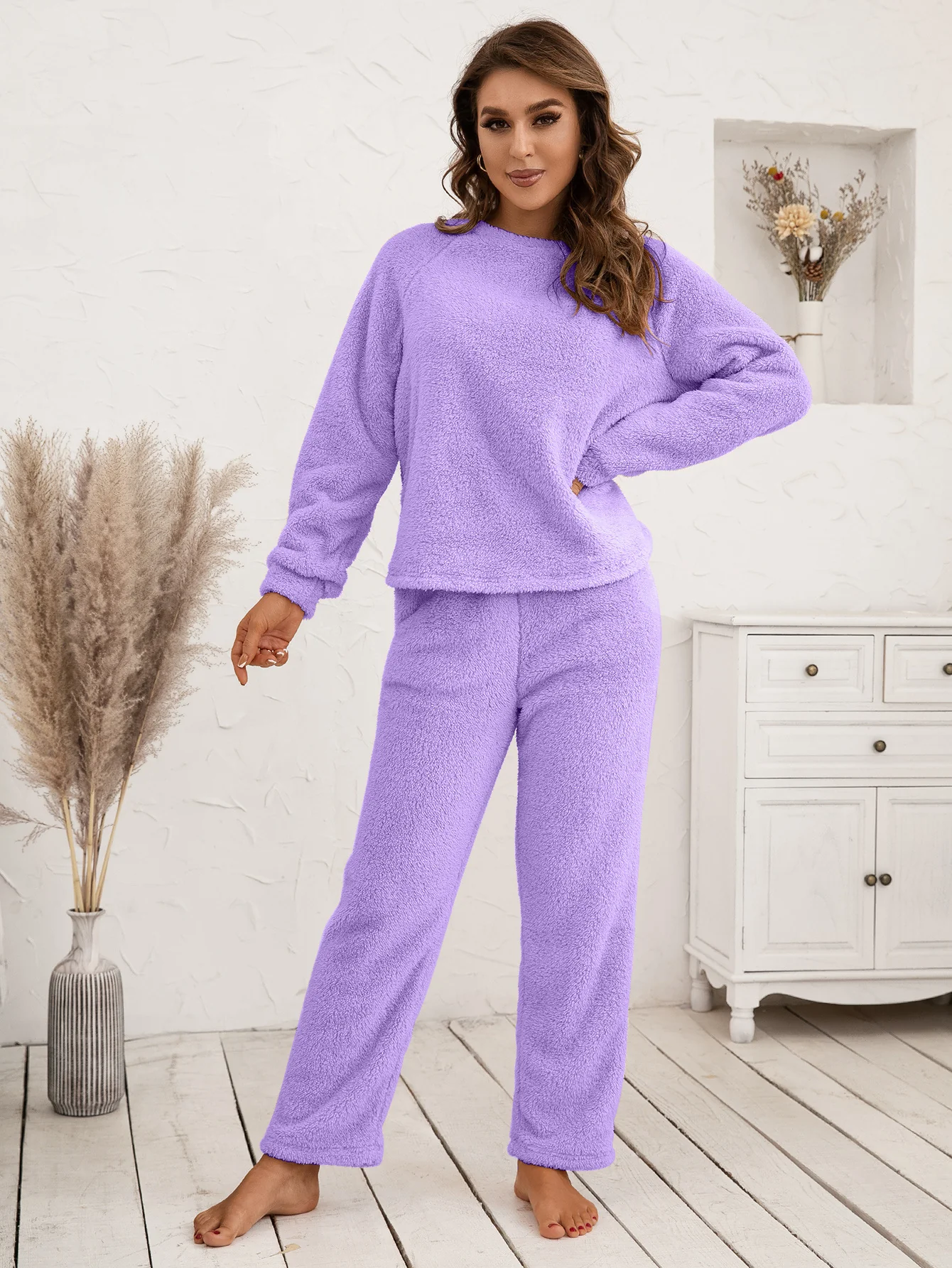 Ivy Lane Teddy Long Sleeve Top and Pants Lounge Set - Image 23