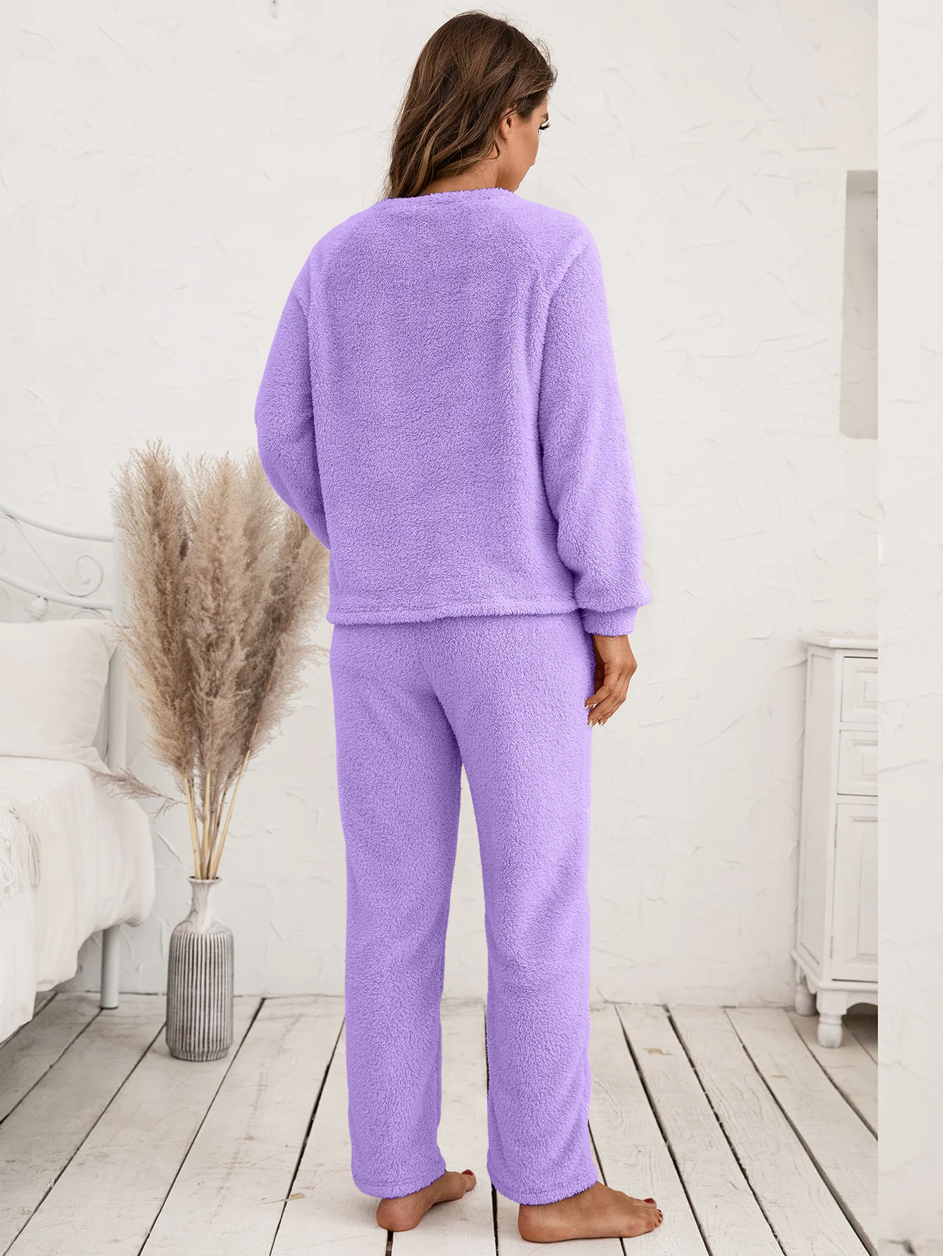 Ivy Lane Teddy Long Sleeve Top and Pants Lounge Set - Image 24