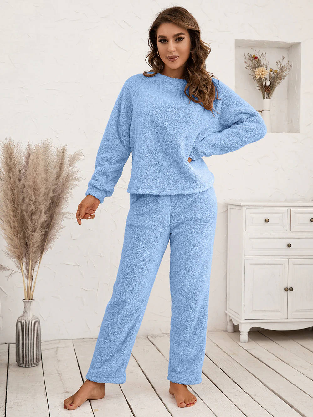 Ivy Lane Teddy Long Sleeve Top and Pants Lounge Set - Image 25