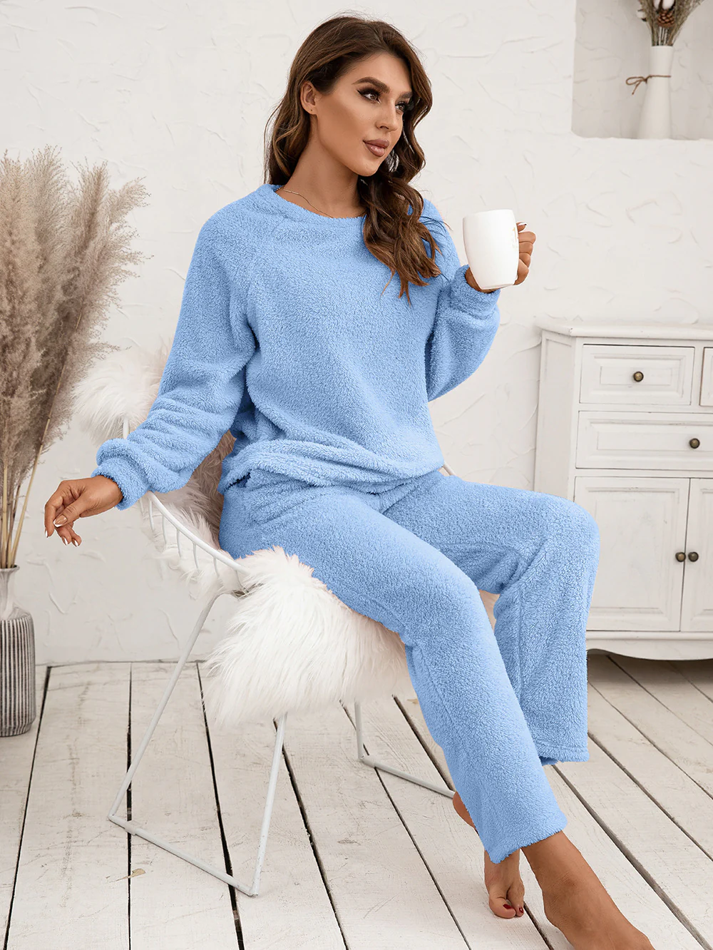 Ivy Lane Teddy Long Sleeve Top and Pants Lounge Set - Image 26
