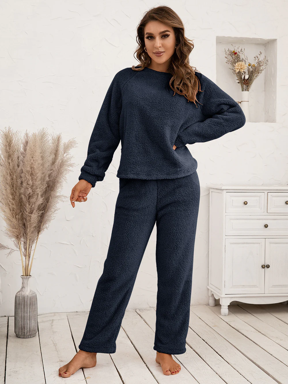 Ivy Lane Teddy Long Sleeve Top and Pants Lounge Set - Image 4
