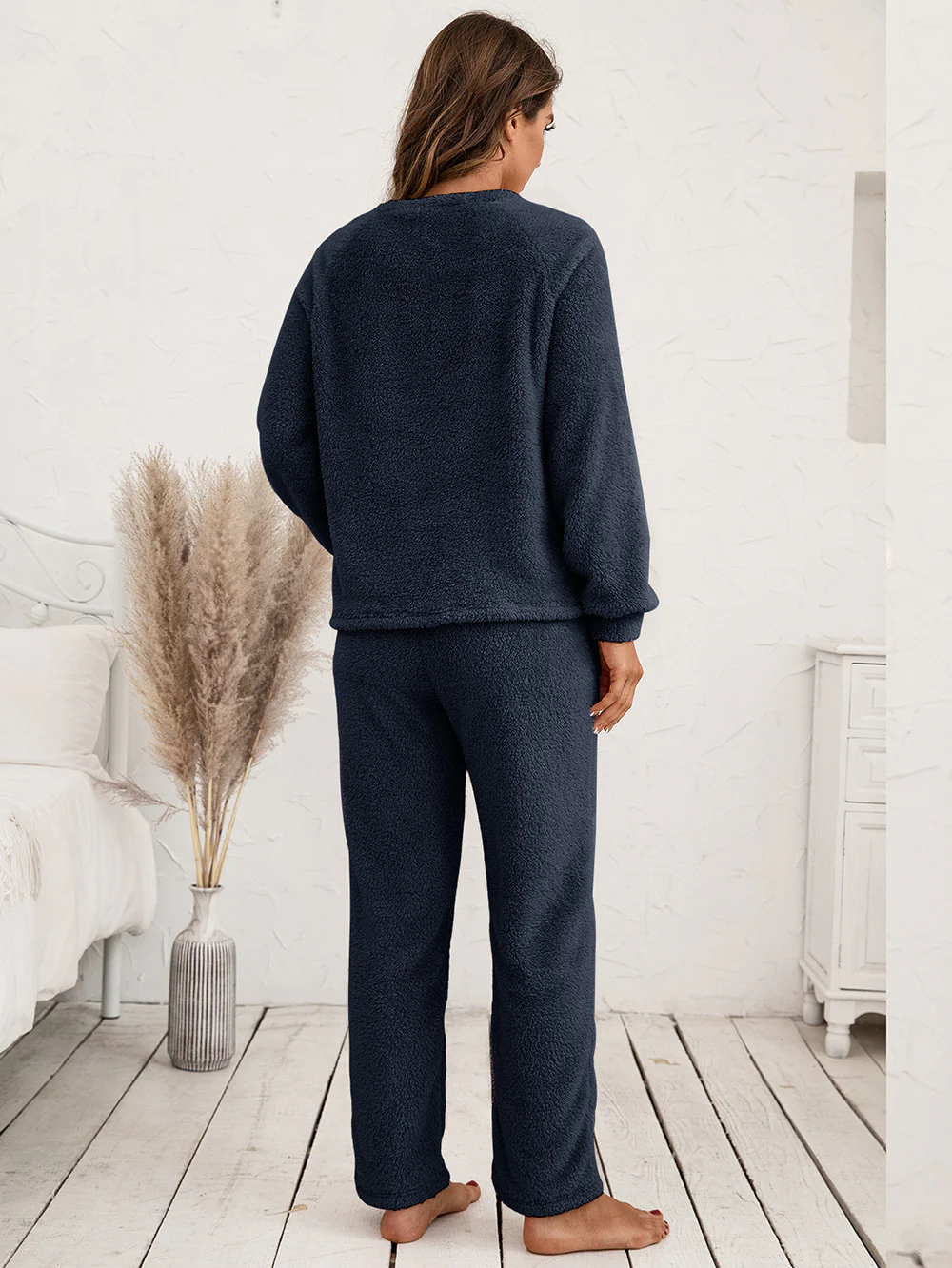 Ivy Lane Teddy Long Sleeve Top and Pants Lounge Set - Image 6