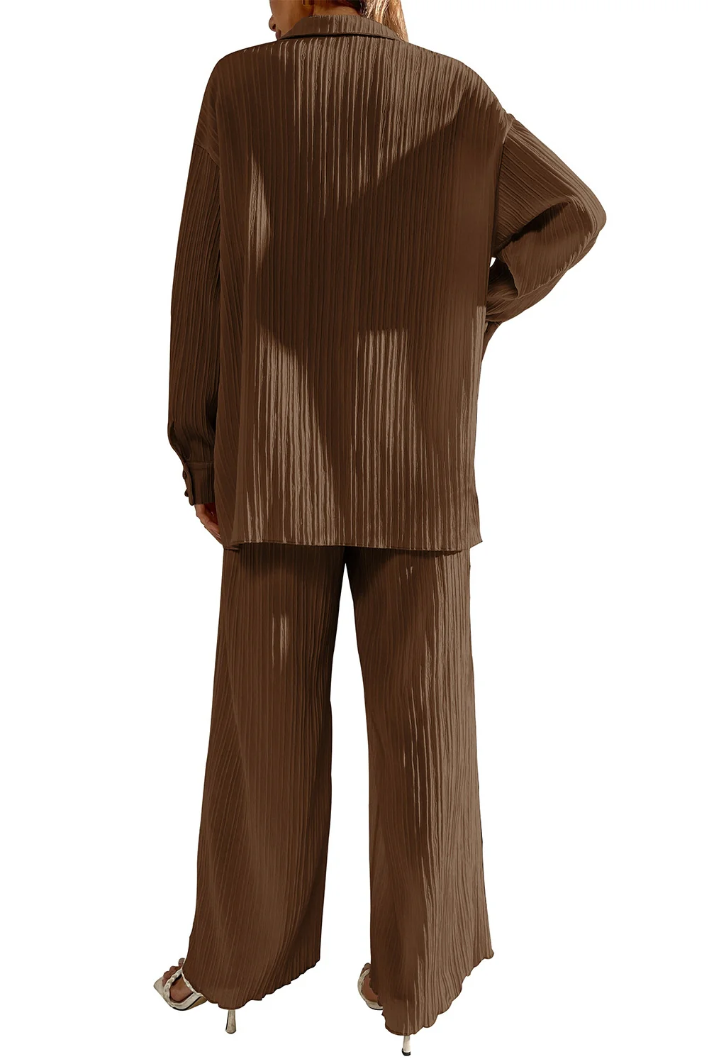 Johnny Collar Button Down Top and Pants Set - Image 9