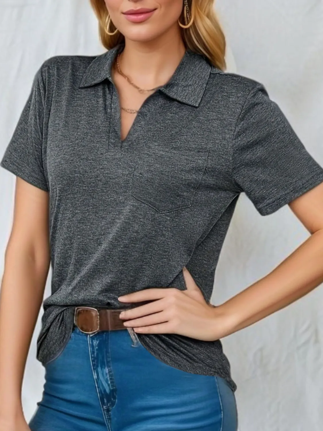 Johnny Collar Short Sleeve Top - Image 4