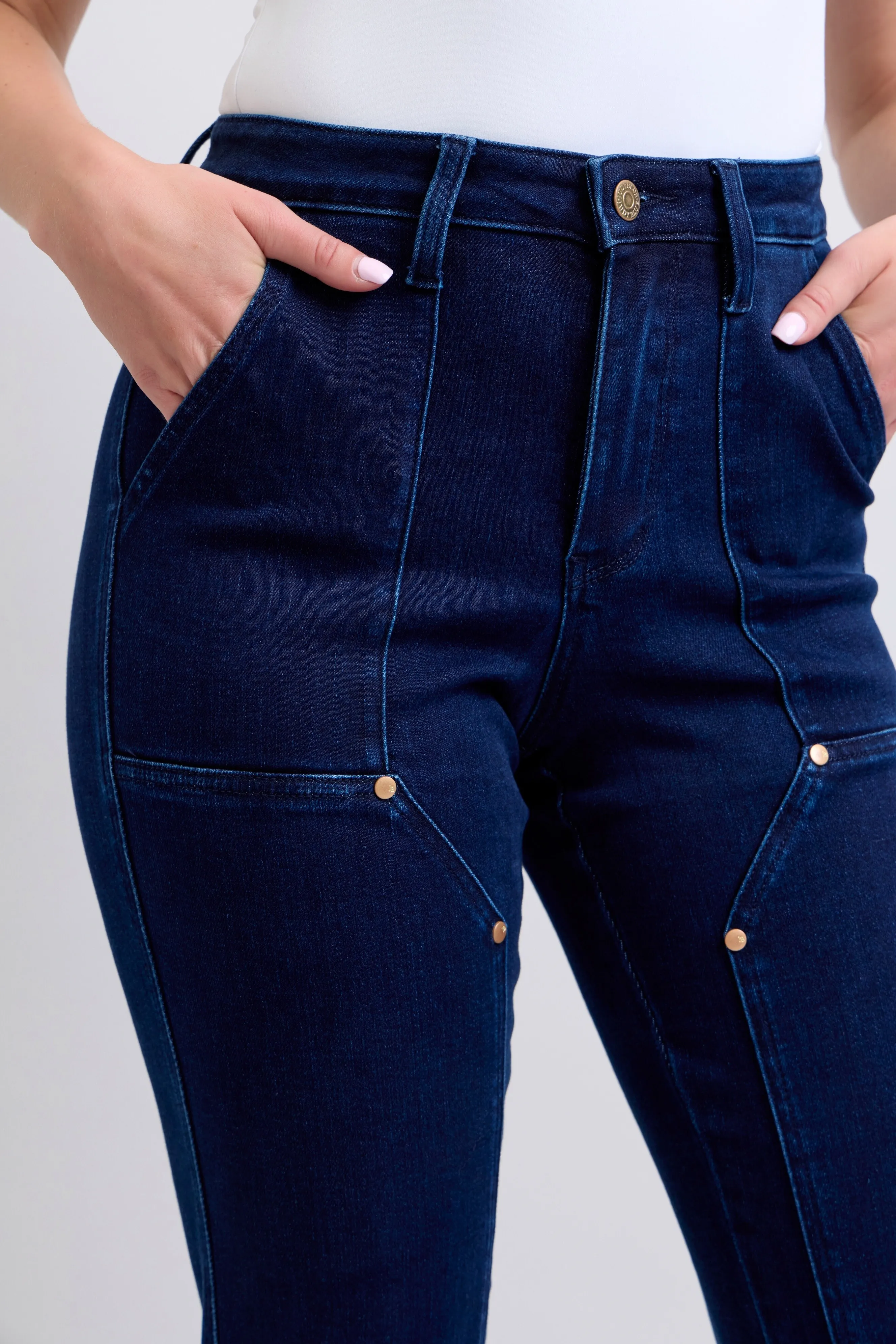 Judy Blue Full Size Hw Work Wear Knee Patch Straight Jeans Plus Size - Image 9