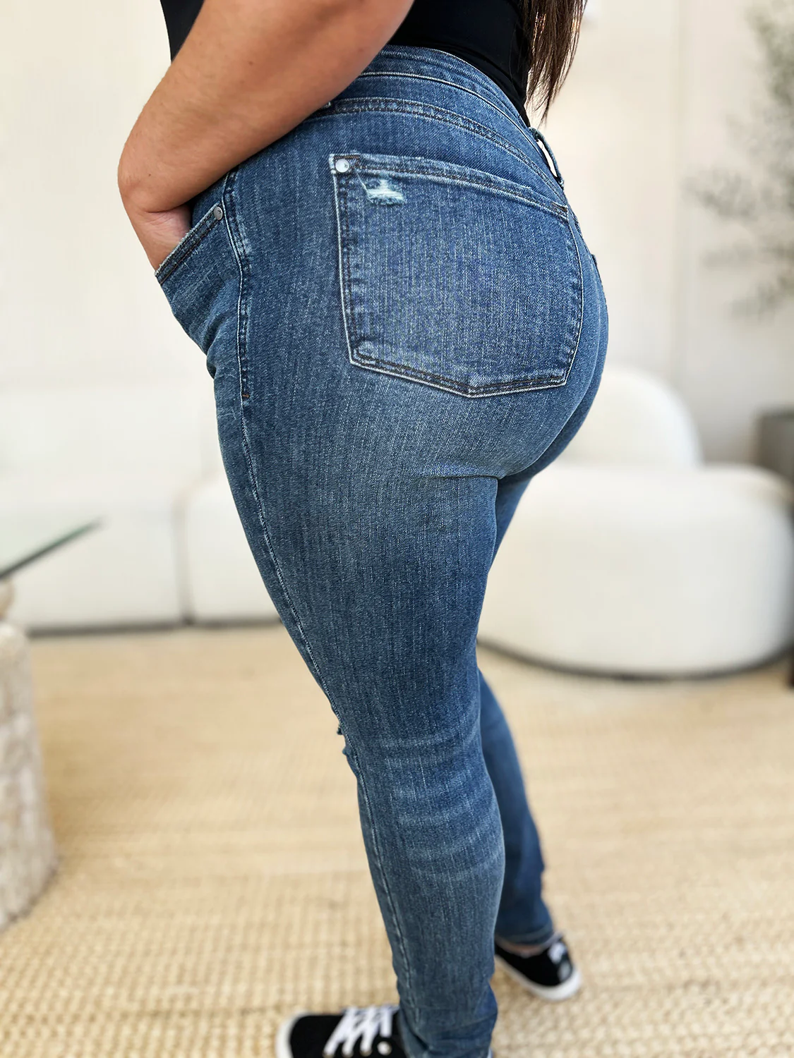 Judy Blue Full Size Mid Waist Distressed Slim Jeans - Image 6