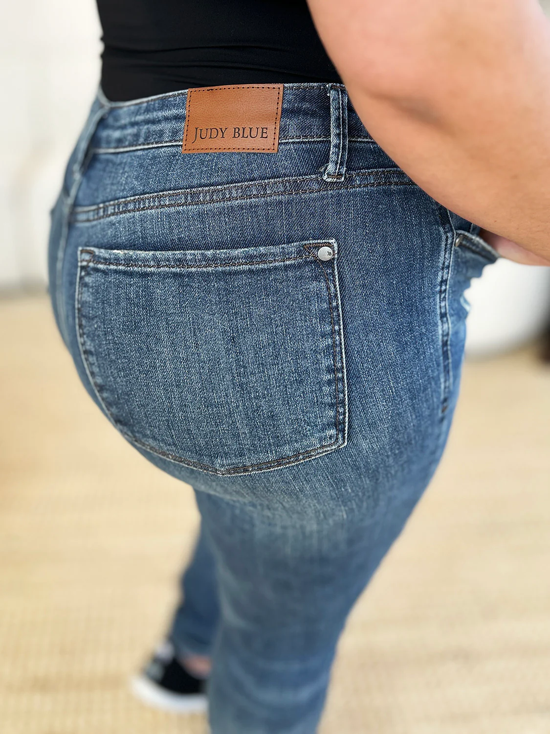 Judy Blue Full Size Mid Waist Distressed Slim Jeans - Image 7