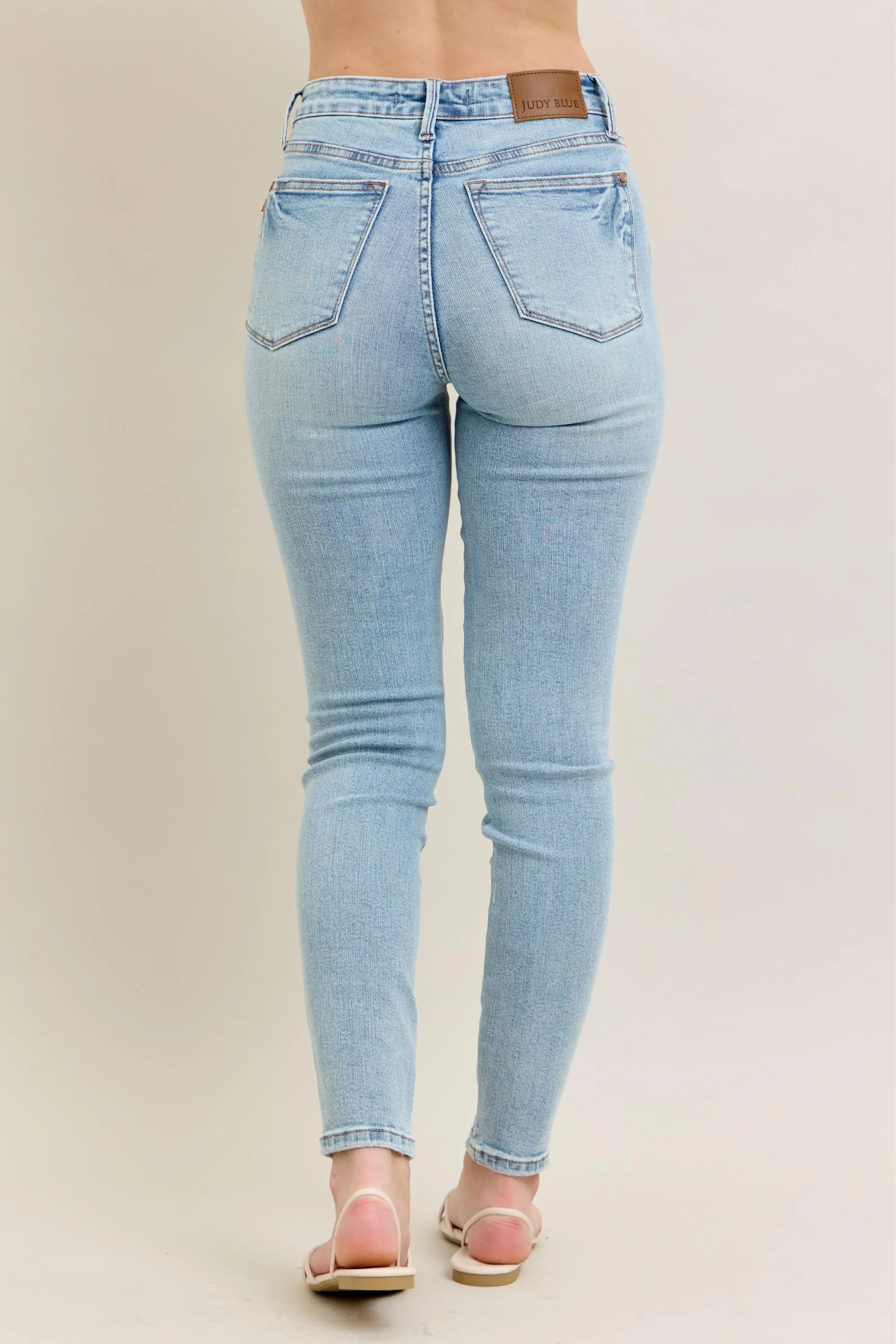 Judy Blue Full Size Mr Tummy Control Vintage Wash Skinny Jeans Plus Size - Image 4