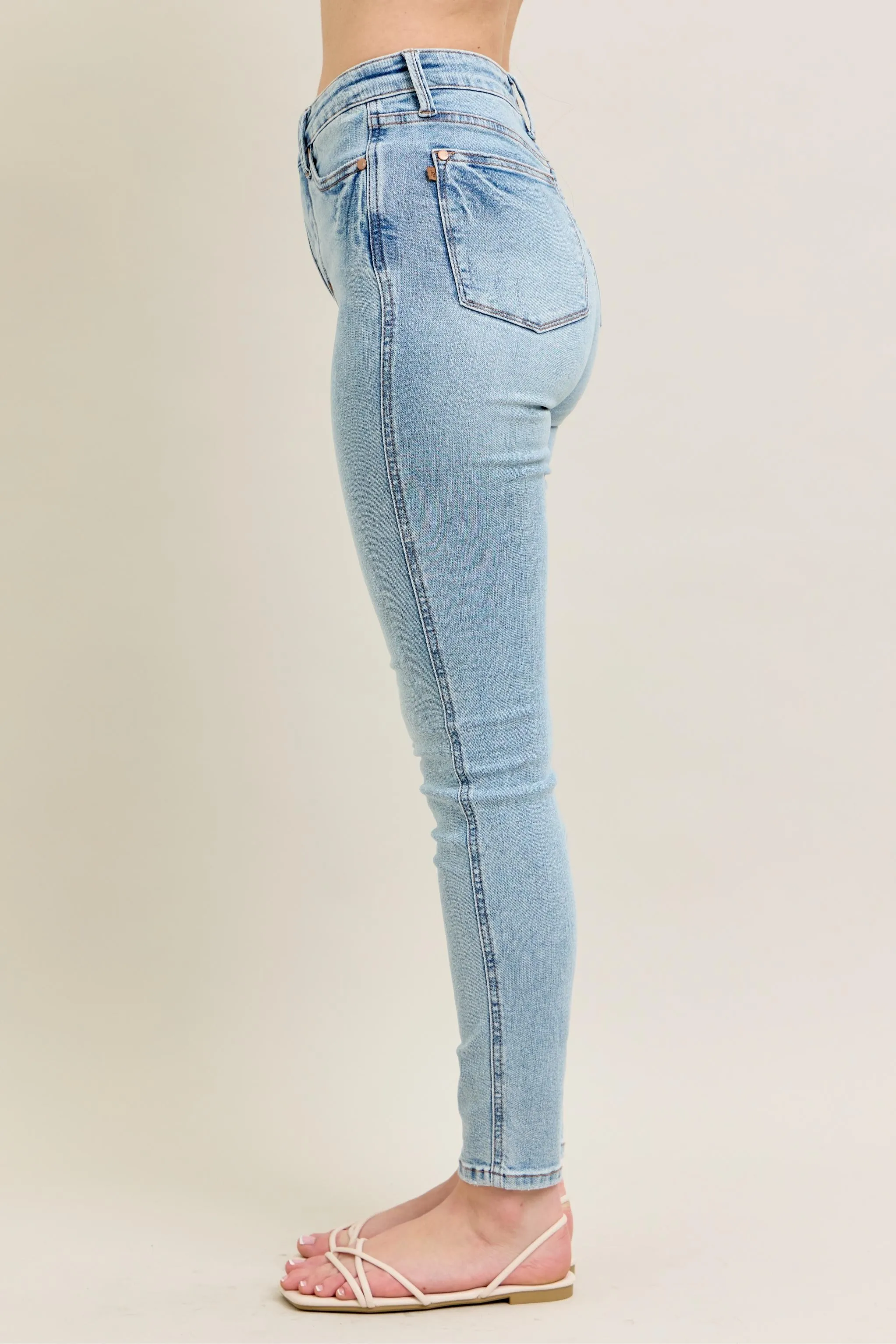 Judy Blue Full Size Mr Tummy Control Vintage Wash Skinny Jeans Plus Size - Image 6