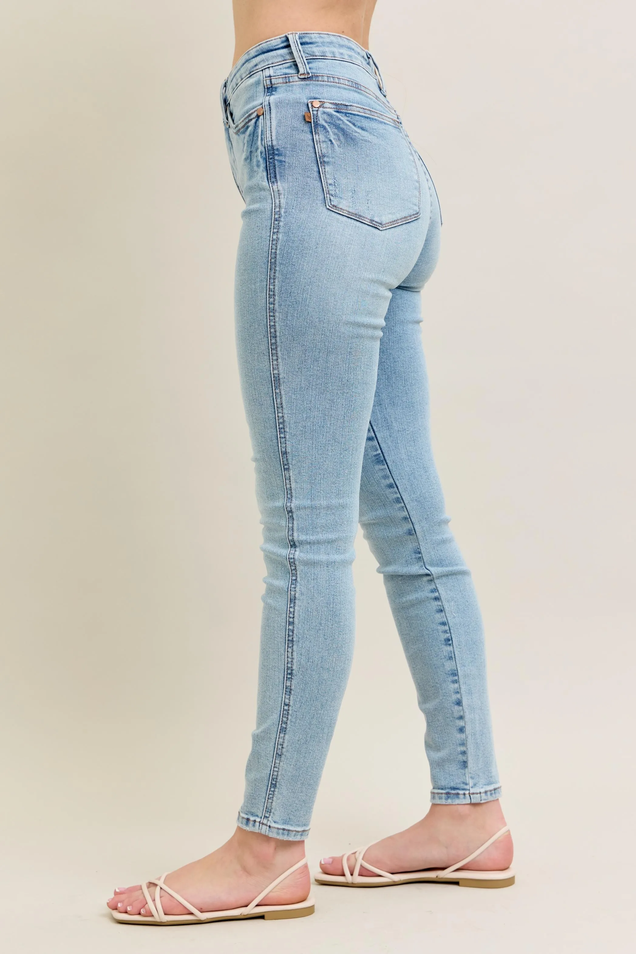 Judy Blue Full Size Mr Tummy Control Vintage Wash Skinny Jeans Plus Size - Image 7